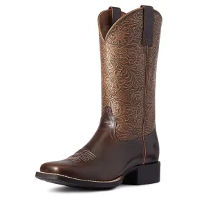 10038420 Ariat Women's Round Up Wide Square Toe Western Boot - Copper Floral