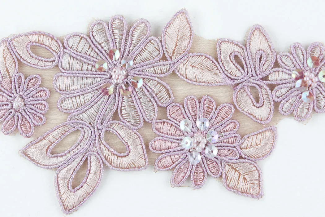 2 3/4" Elegant Mauve Beaded & Sequined Trim