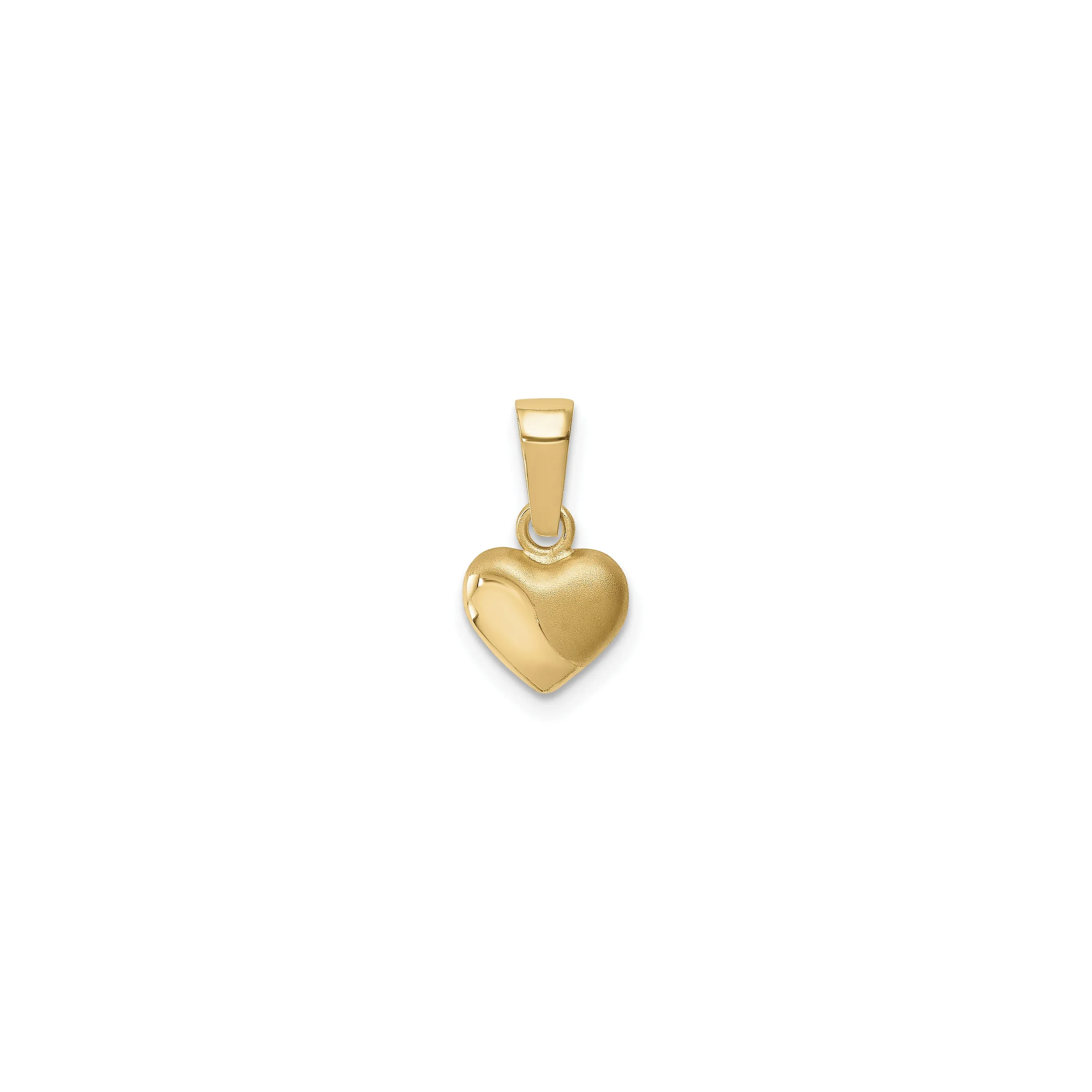 3D Satin and Shiny Puffed Heart Pendant (14K)