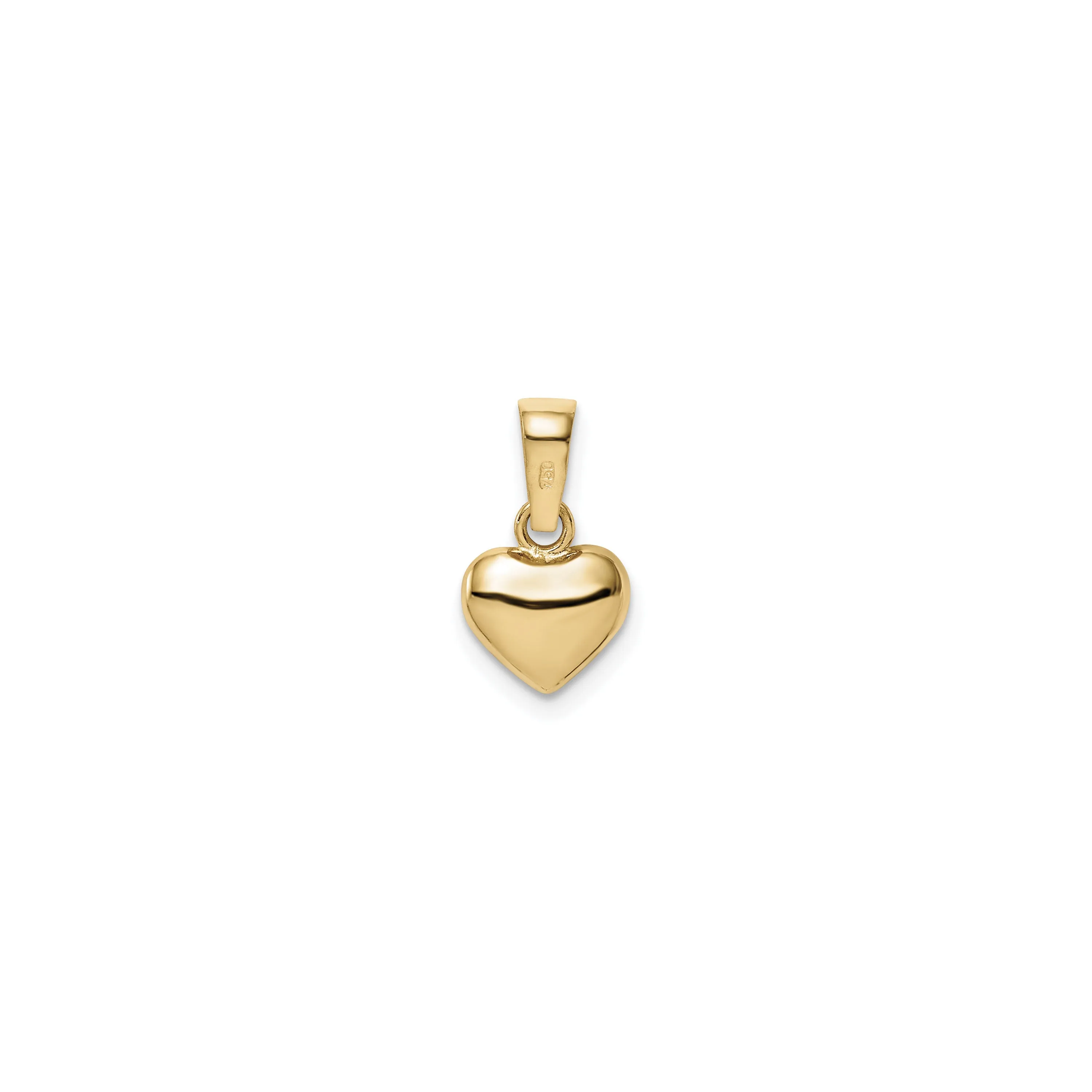 3D Satin and Shiny Puffed Heart Pendant (14K)