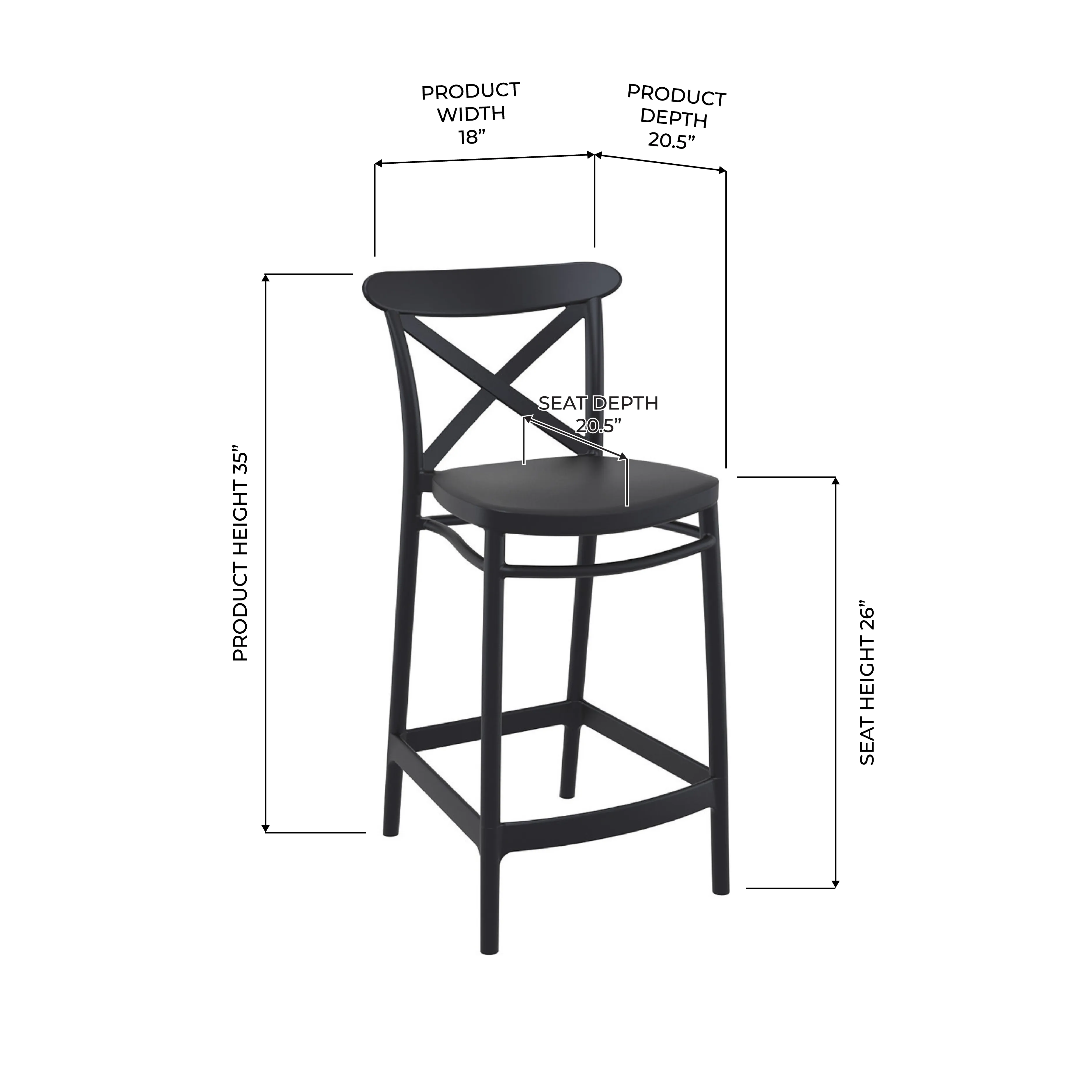 Alexandra Cross Counter Stool Set of 4