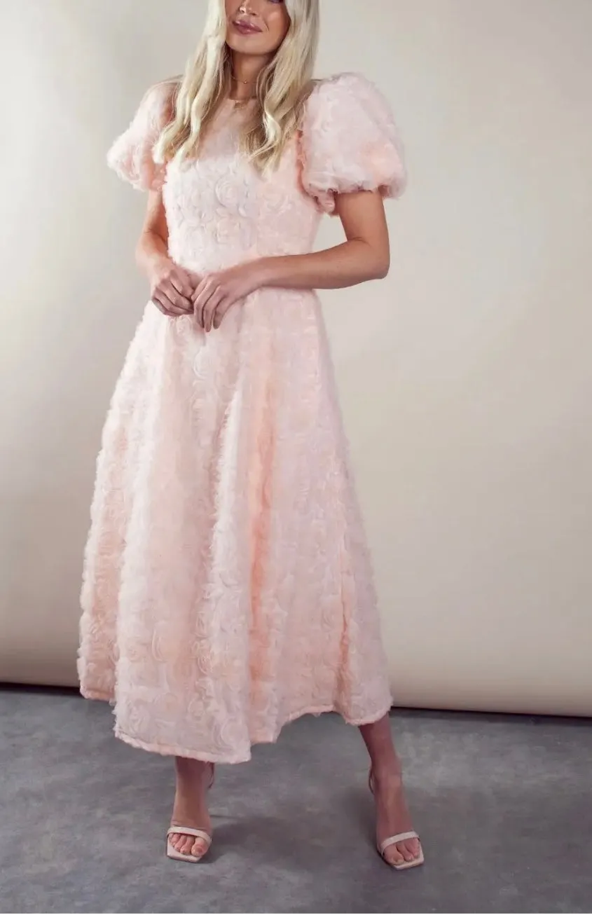 Anne Louise Boutique Blush Pink Puff Sleeve Dress