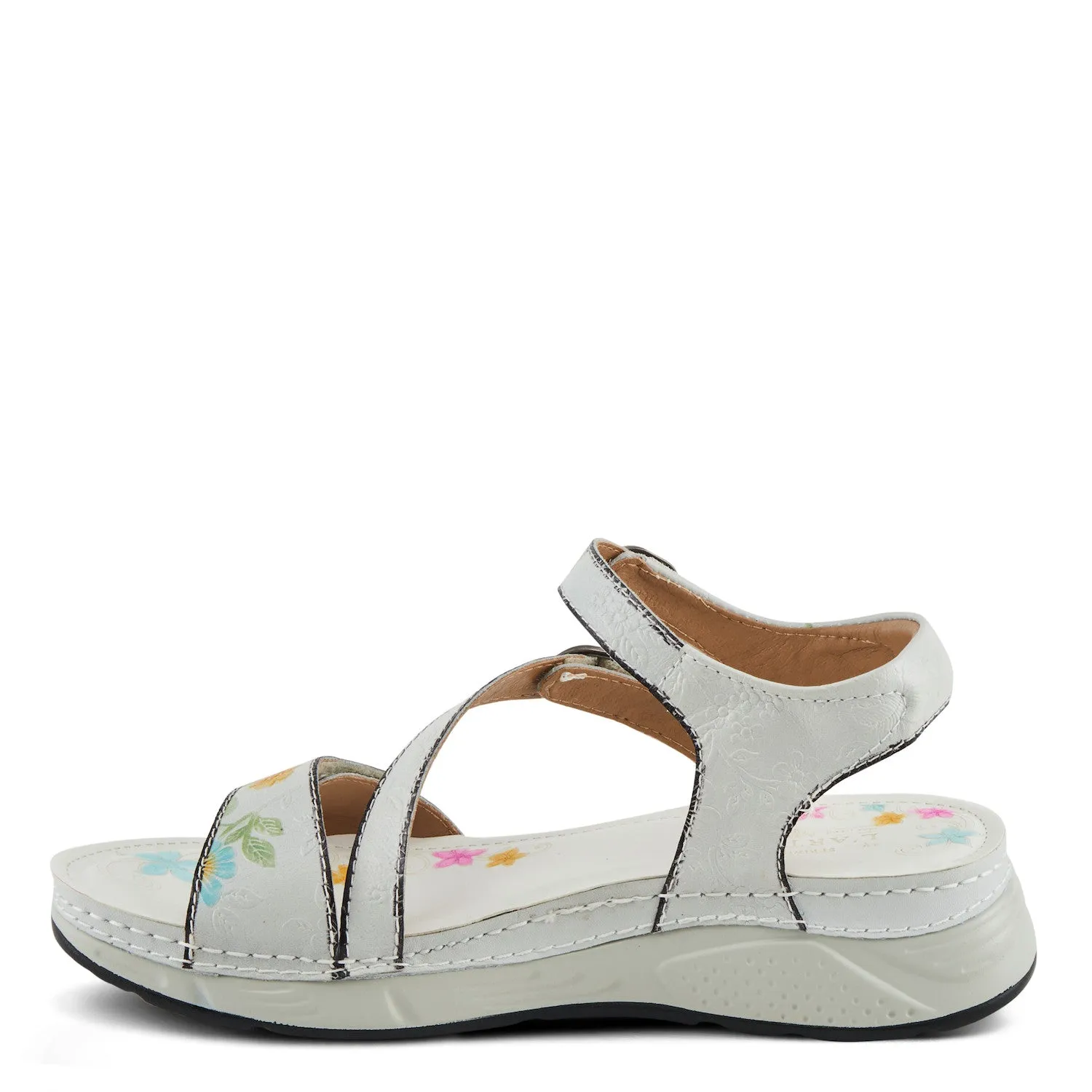 Anneka Refreshing Tri-Strap adjustable sandal in White Multi