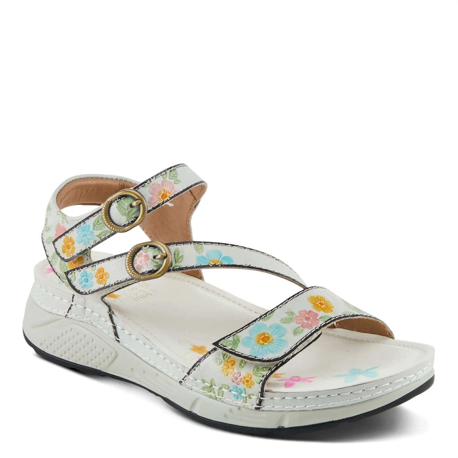 Anneka Refreshing Tri-Strap adjustable sandal in White Multi