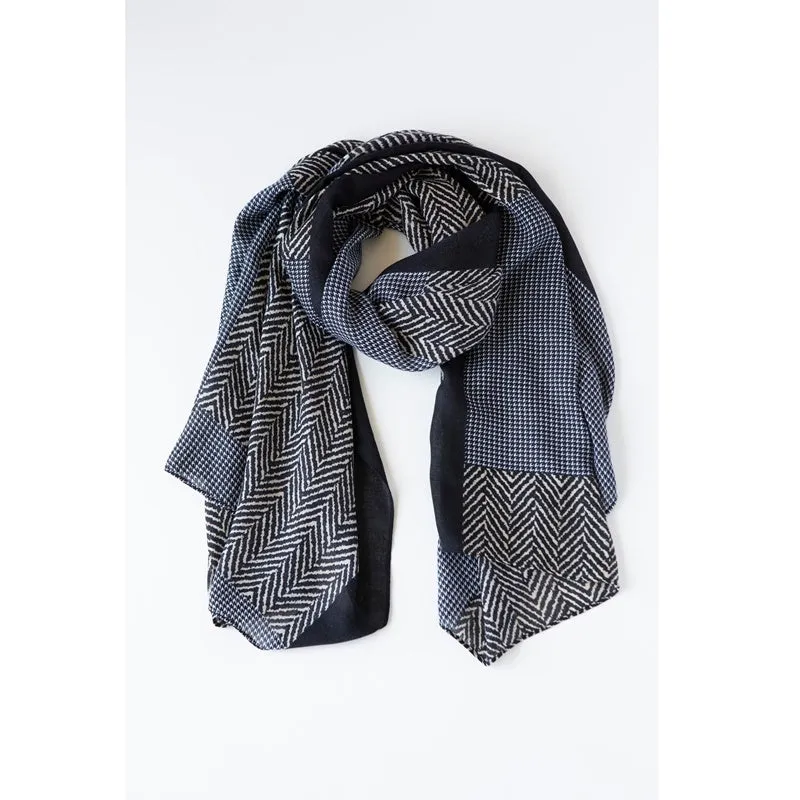 Antler - Herringbone Stripe Scarf - Black