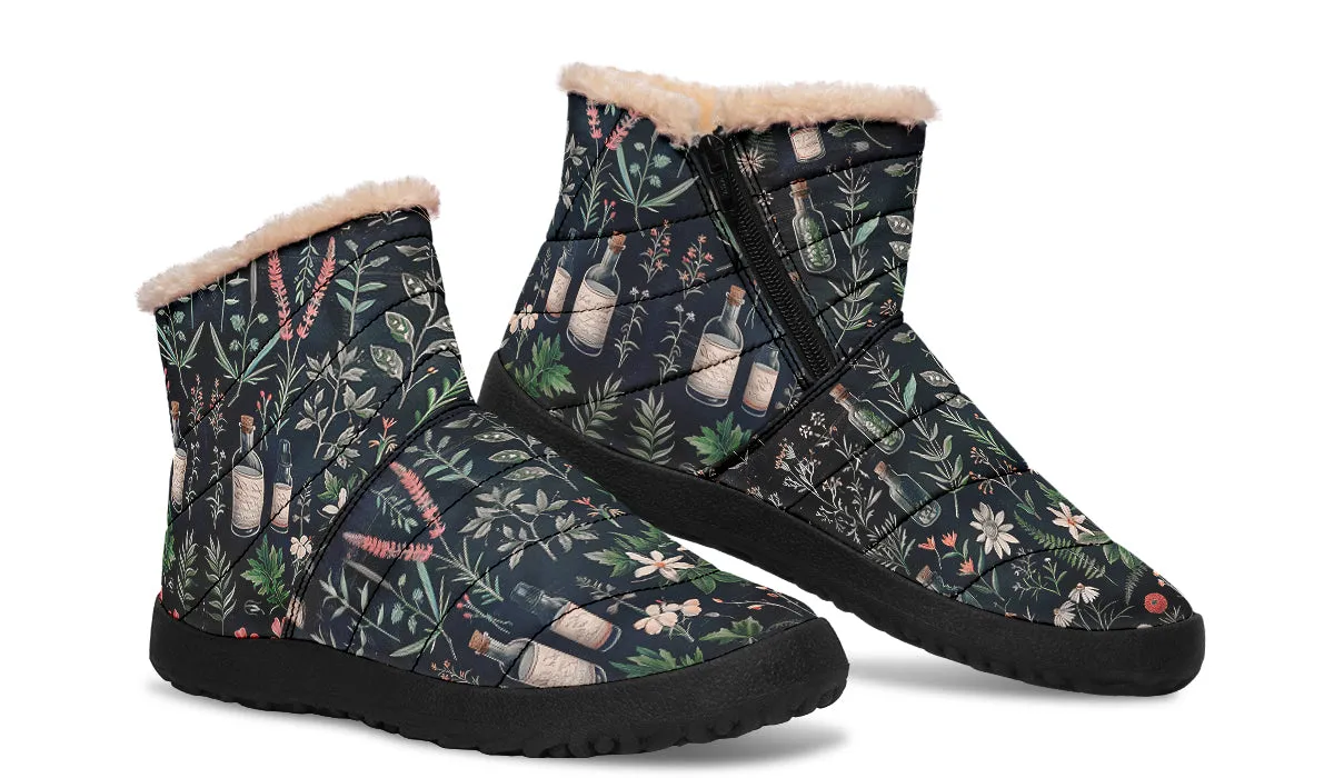 Apothecary Haven Comfy Winter Boots - Warm Vegan Boots with Side Zipper and Anti-Slip Soles