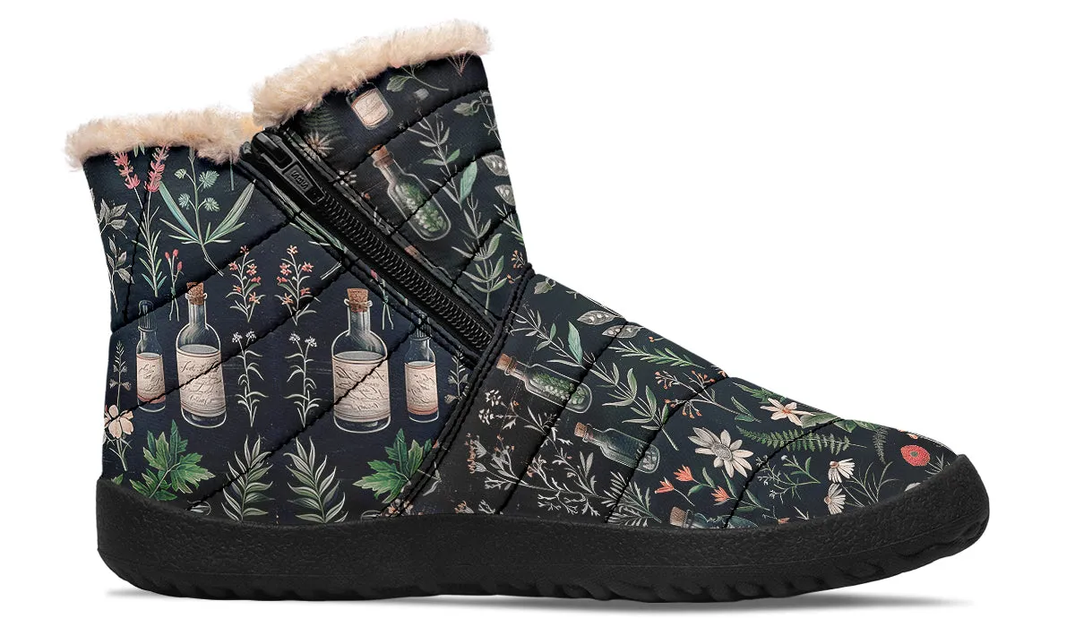 Apothecary Haven Comfy Winter Boots - Warm Vegan Boots with Side Zipper and Anti-Slip Soles