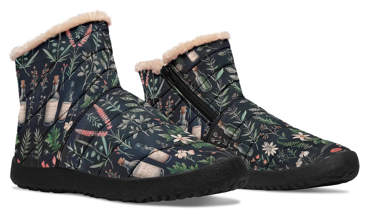 Apothecary Haven Comfy Winter Boots - Warm Vegan Boots with Side Zipper and Anti-Slip Soles