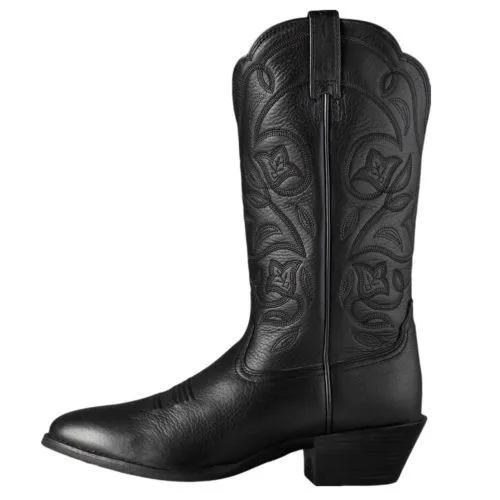 Ariat Ladies Heritage Western Black R Toe Deertan Boot 10001037