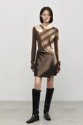 Asymmetrical A-line Short Skirt In Brown