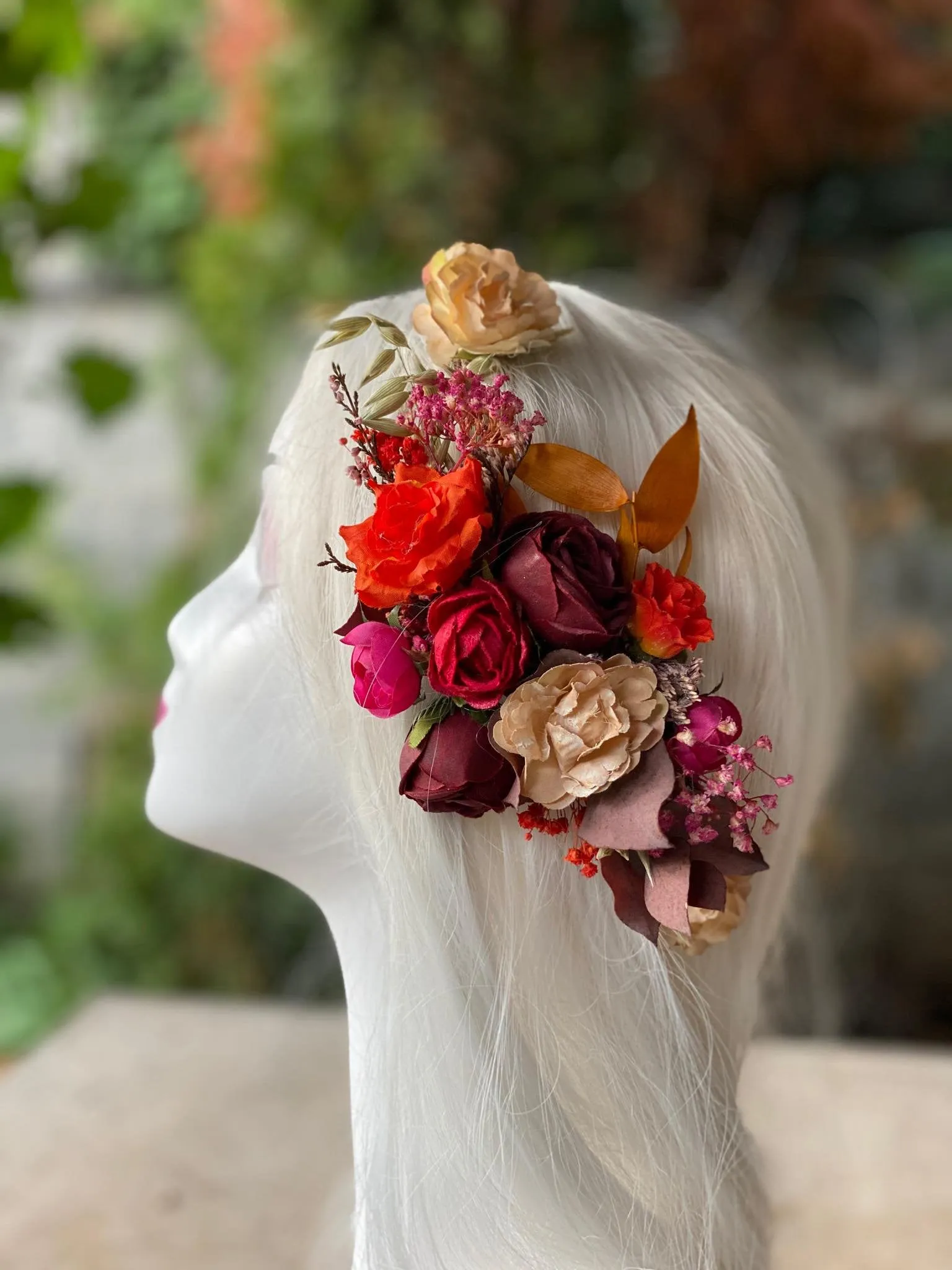 Autumn flexible flower hair piece Wedding Bendable flower vine Hair arrangement Wedding accessories Bridal shapeable hair flowers Magaela