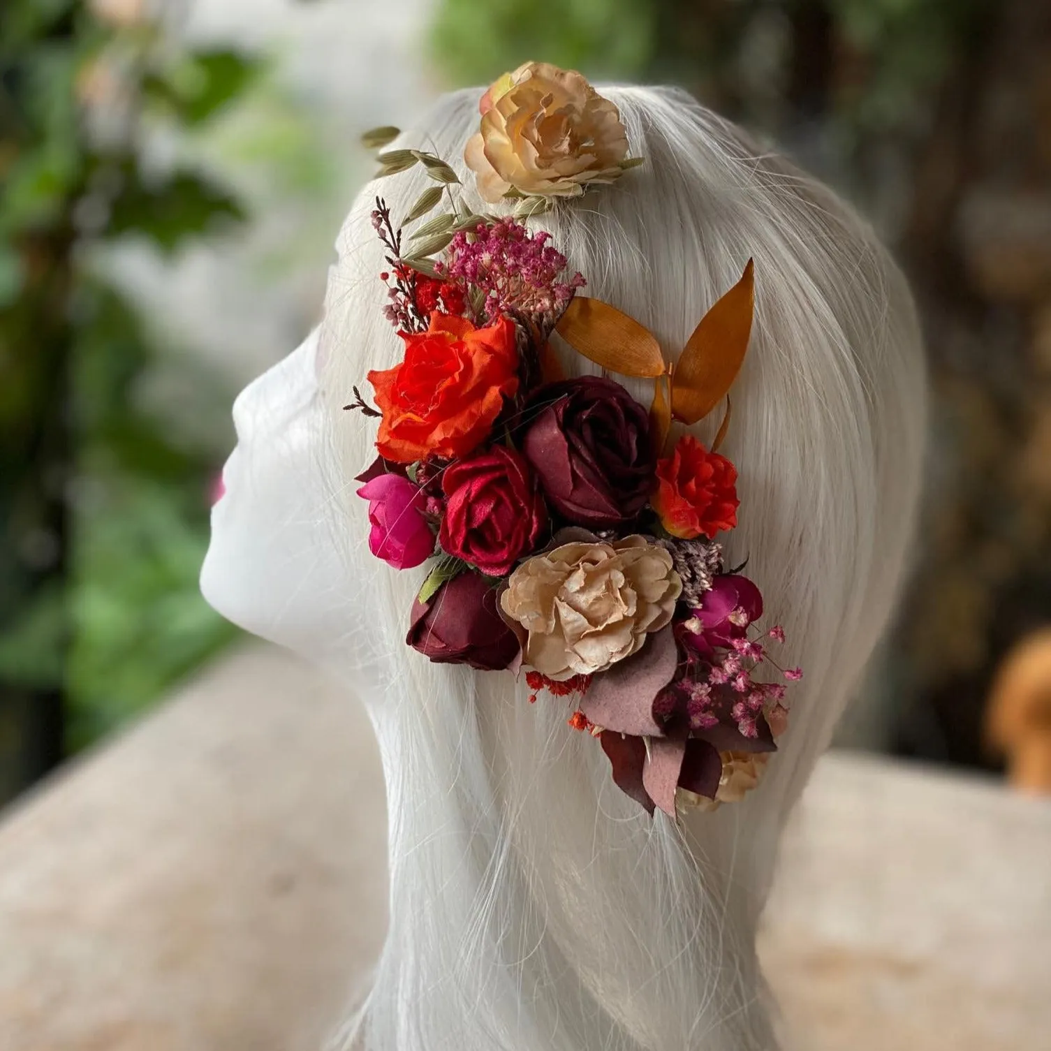 Autumn flexible flower hair piece Wedding Bendable flower vine Hair arrangement Wedding accessories Bridal shapeable hair flowers Magaela