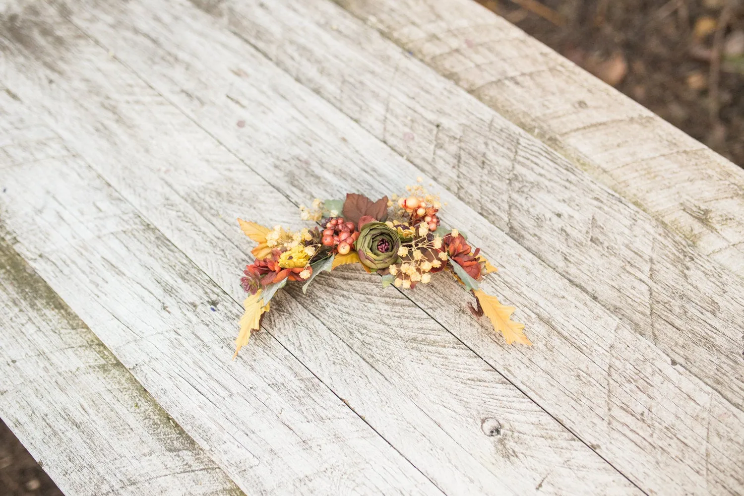 Autumn floral hair vine Flower arrangement Hair flowers Wedding hair accessories Hair wreath Bridal accessories Handmade arrangement