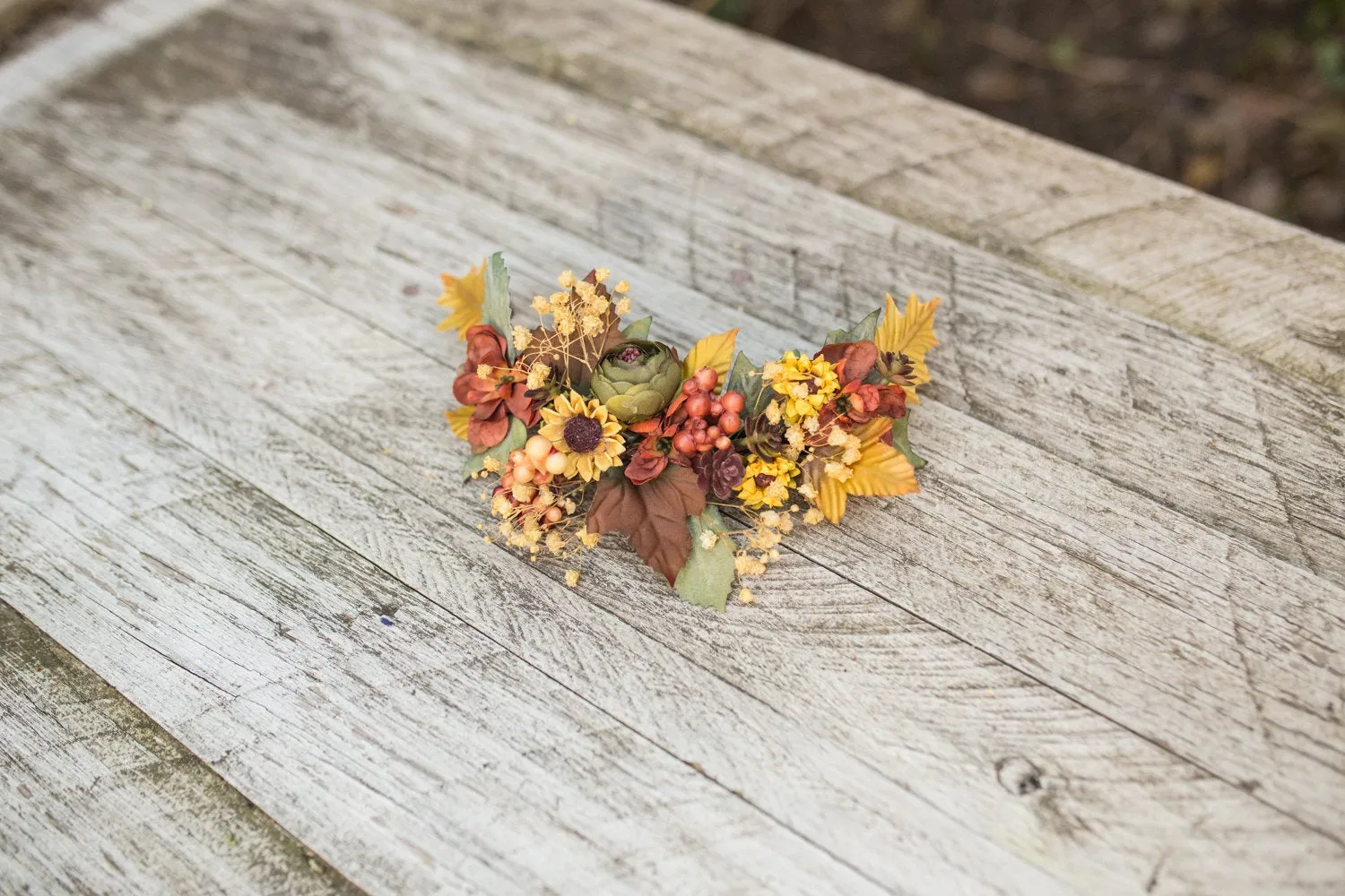 Autumn floral hair vine Flower arrangement Hair flowers Wedding hair accessories Hair wreath Bridal accessories Handmade arrangement