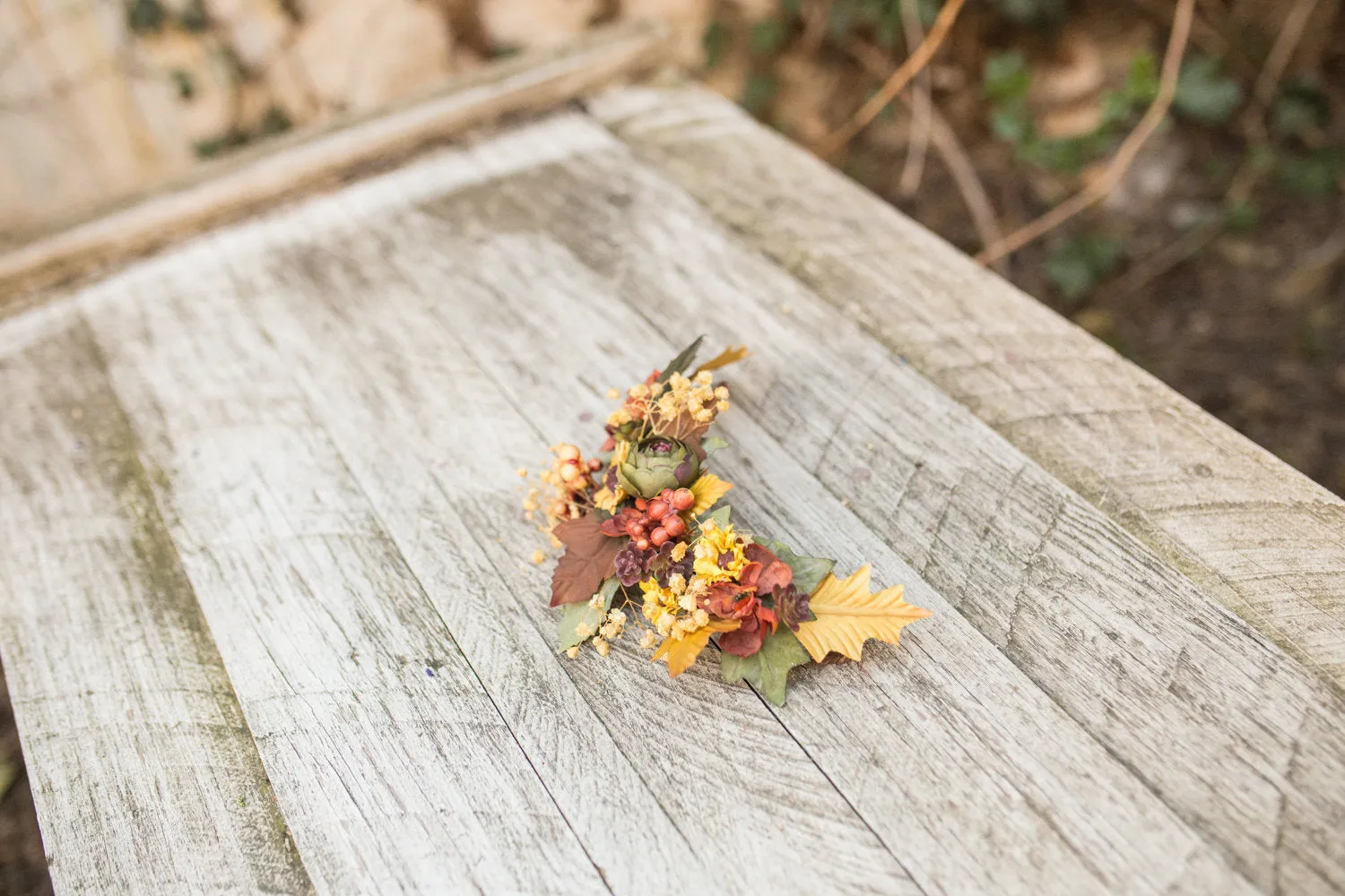 Autumn floral hair vine Flower arrangement Hair flowers Wedding hair accessories Hair wreath Bridal accessories Handmade arrangement