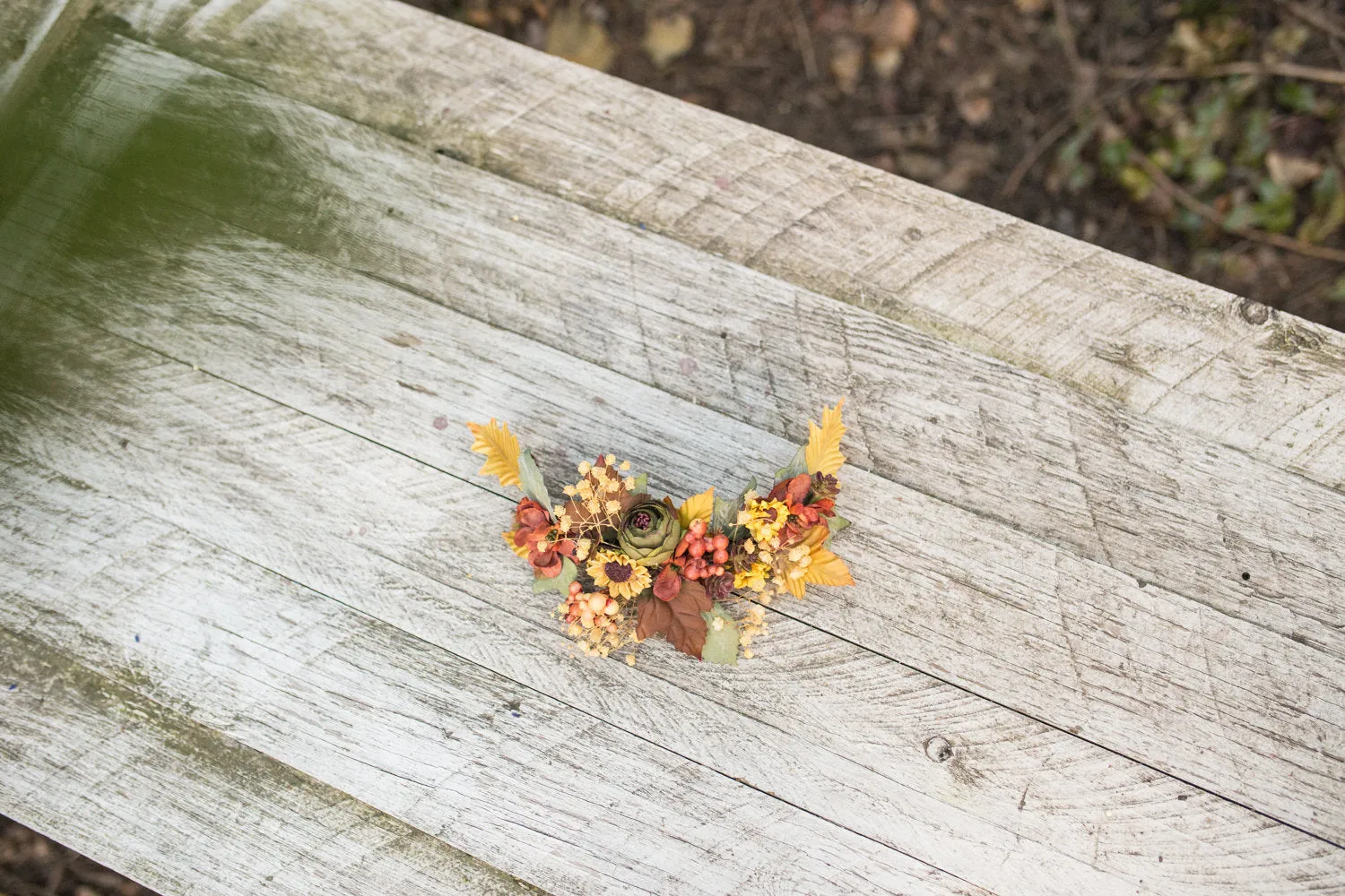 Autumn floral hair vine Flower arrangement Hair flowers Wedding hair accessories Hair wreath Bridal accessories Handmade arrangement