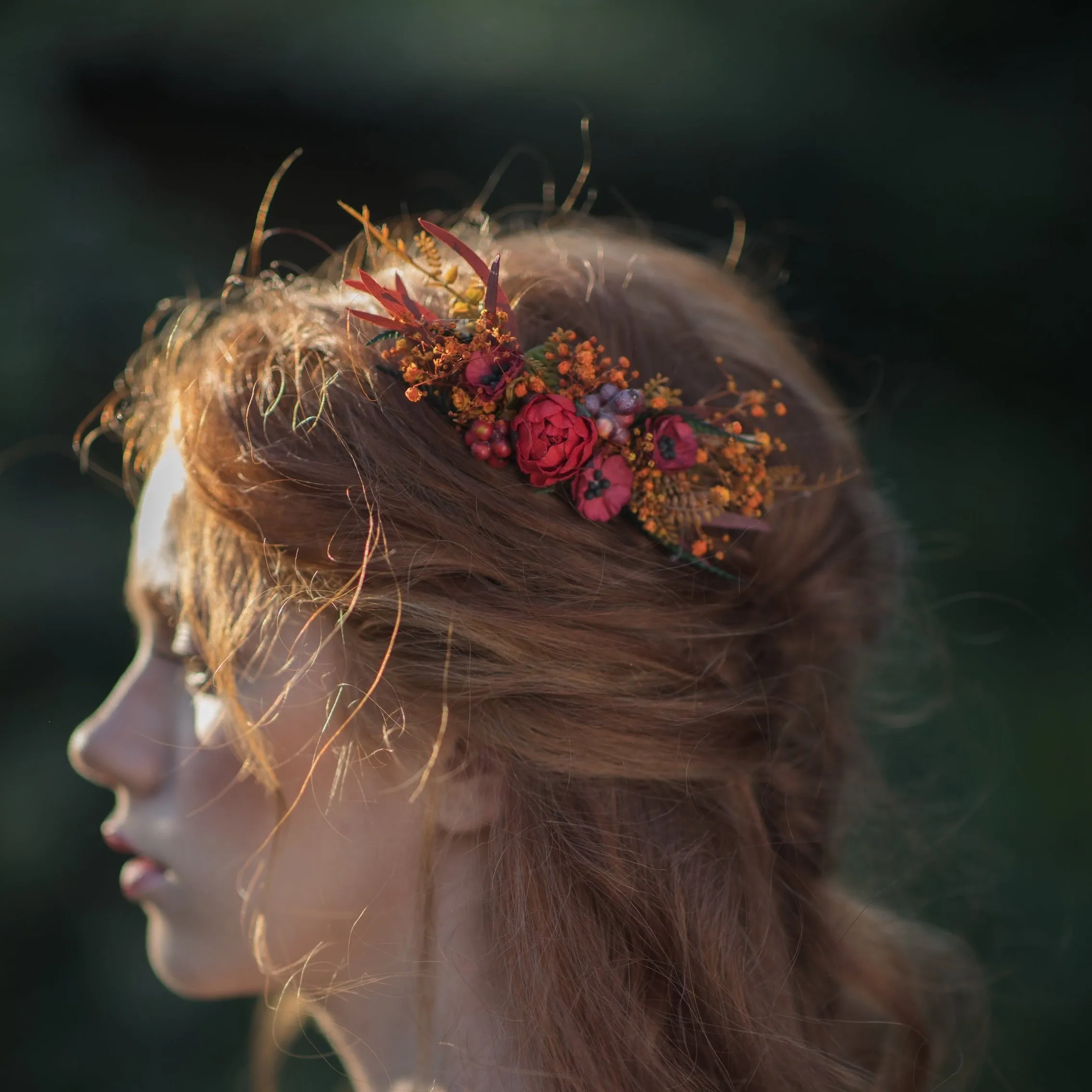 Autumn flower hair comb Fall wedding comb Flower hair jewellery Bridal hair accessories Handmade custom accessories October wedding Magaela