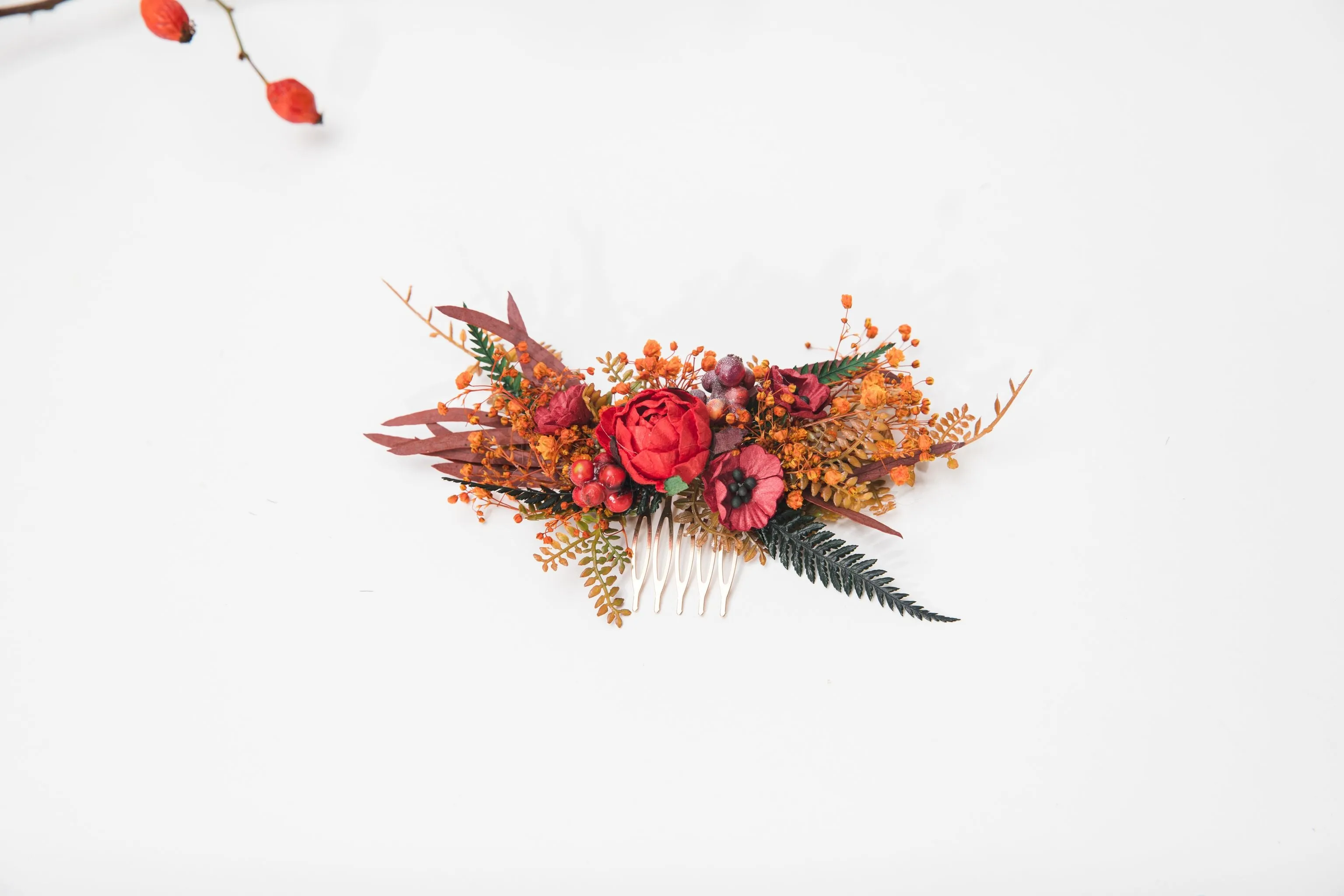 Autumn flower hair comb Fall wedding comb Flower hair jewellery Bridal hair accessories Handmade custom accessories October wedding Magaela