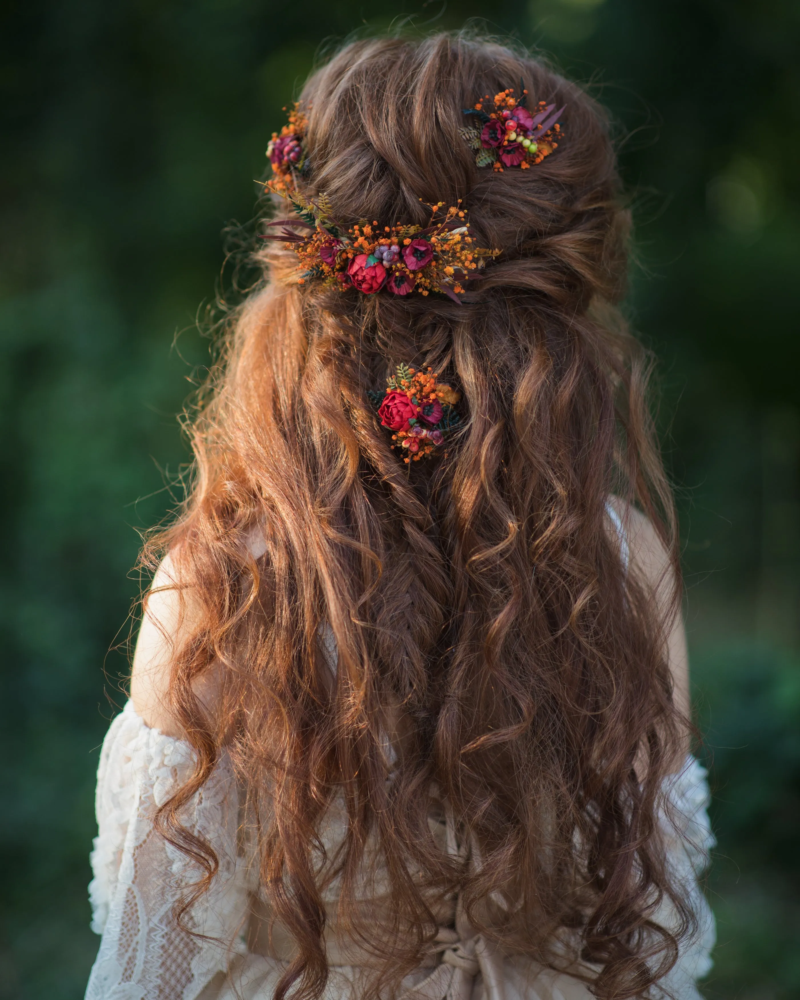 Autumn flower hair comb Fall wedding comb Flower hair jewellery Bridal hair accessories Handmade custom accessories October wedding Magaela