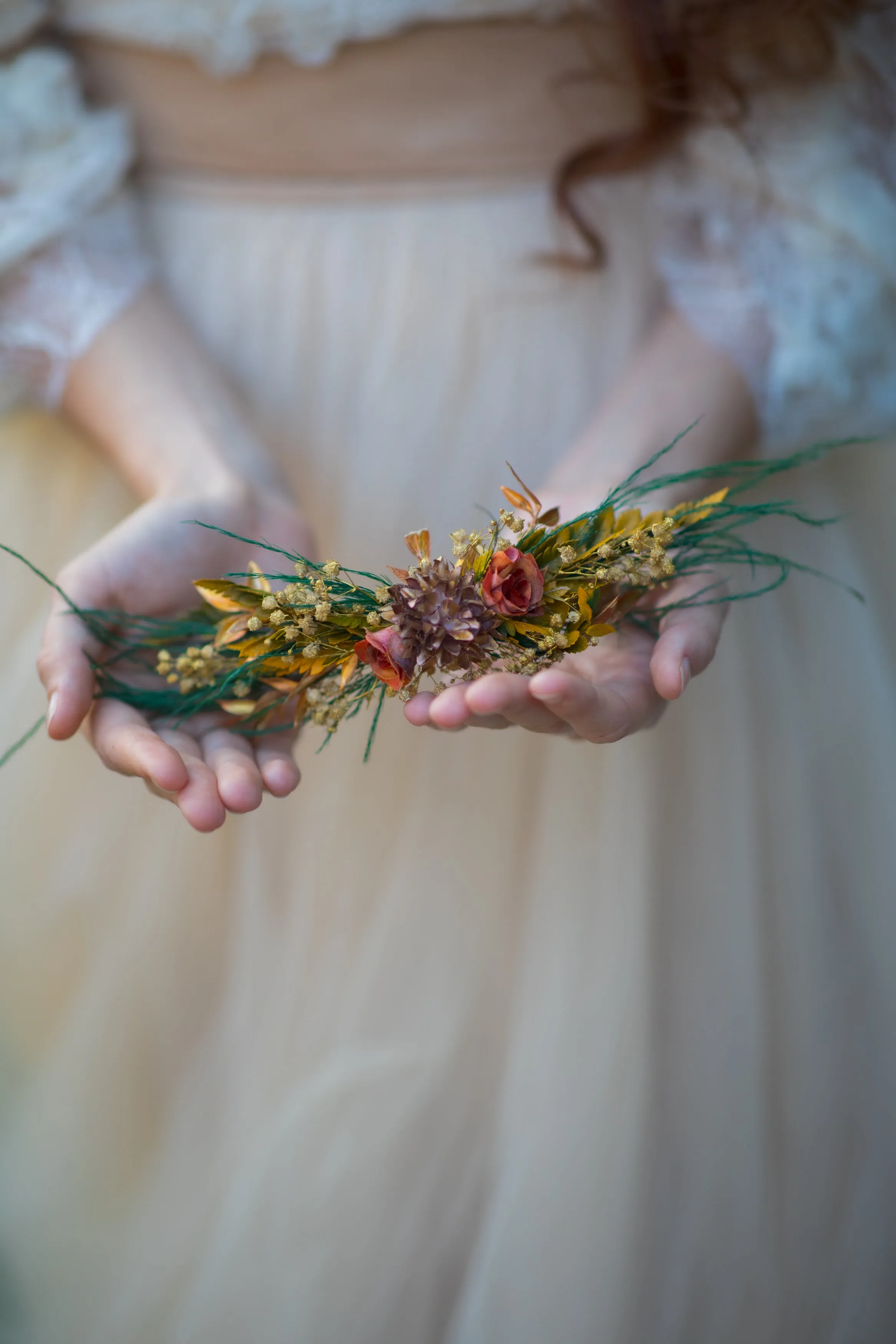 Autumn flower hair vine Bendable bridal headpiece Wedding hair vine Wedding accessories Fall accessories Hair jewellery Magaela Ochre