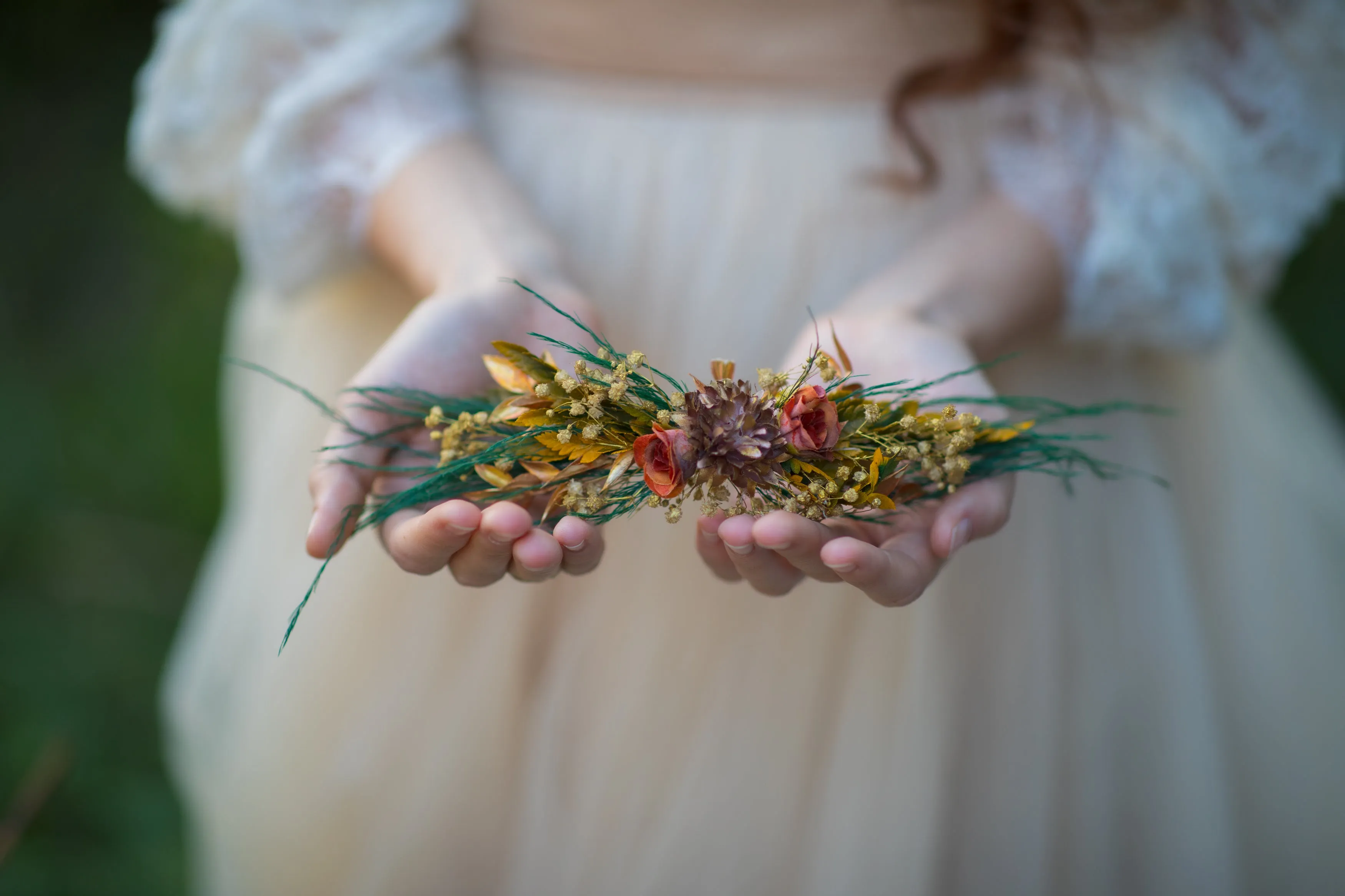 Autumn flower hair vine Bendable bridal headpiece Wedding hair vine Wedding accessories Fall accessories Hair jewellery Magaela Ochre