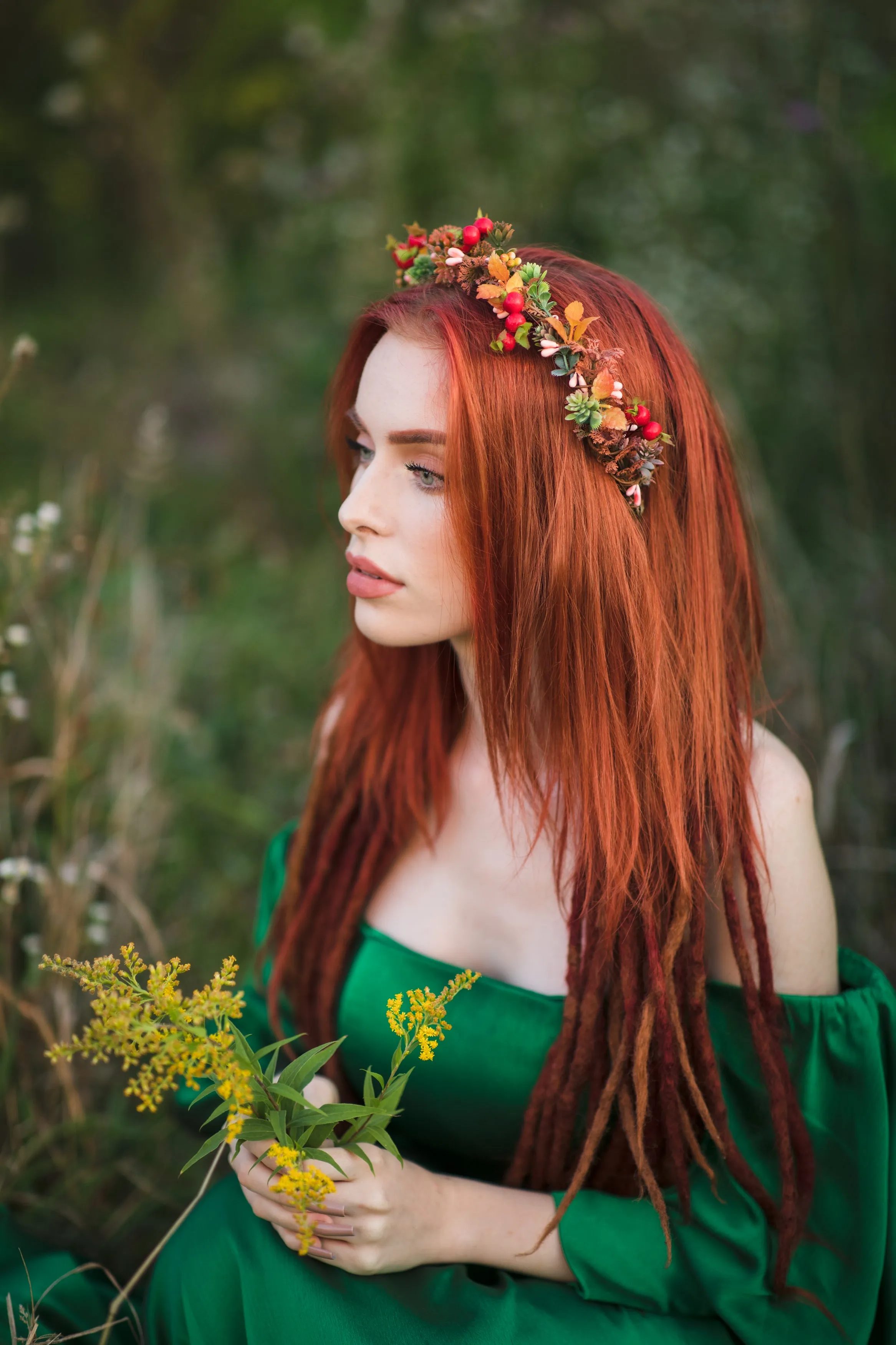 Autumn flower half wreath