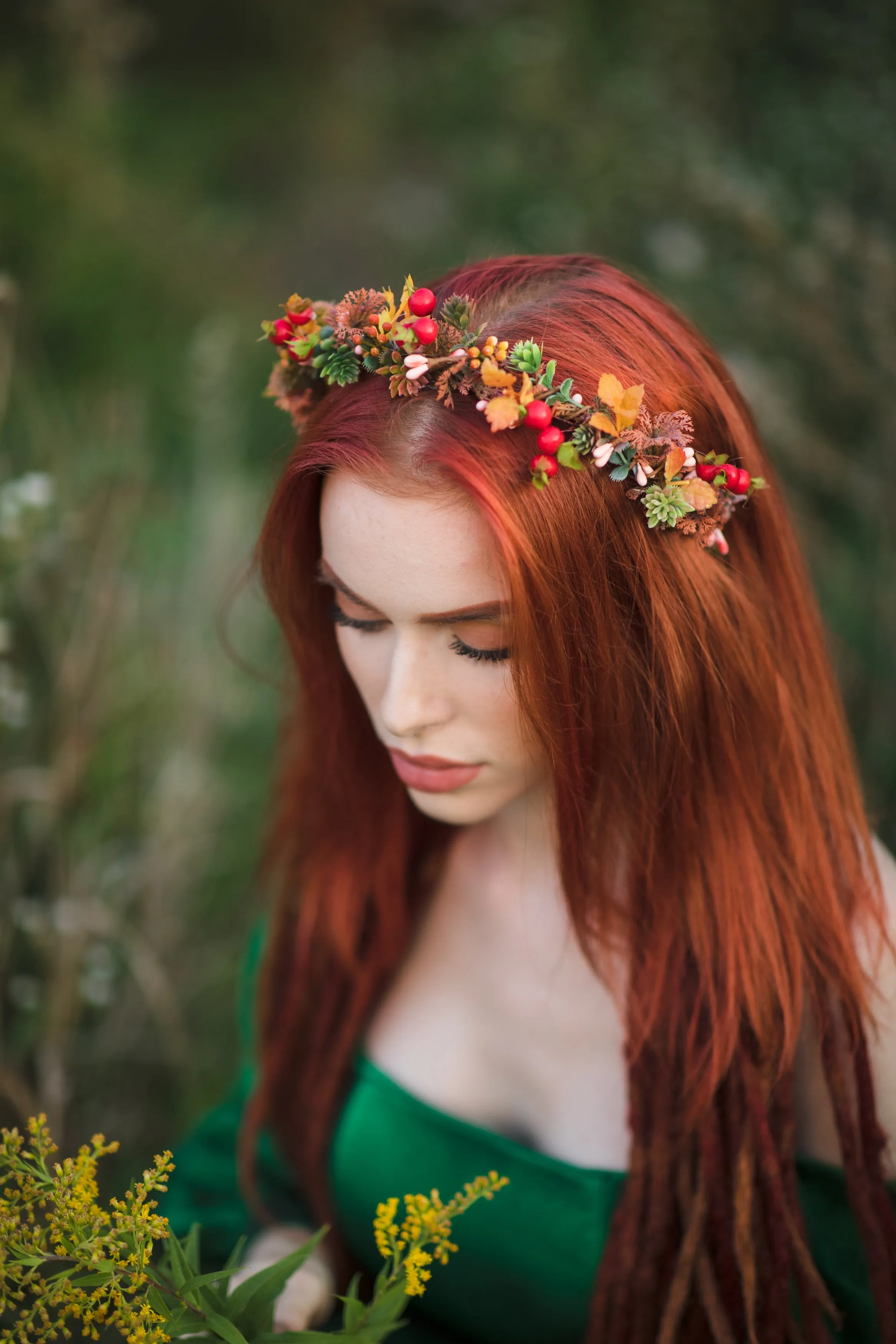 Autumn flower half wreath