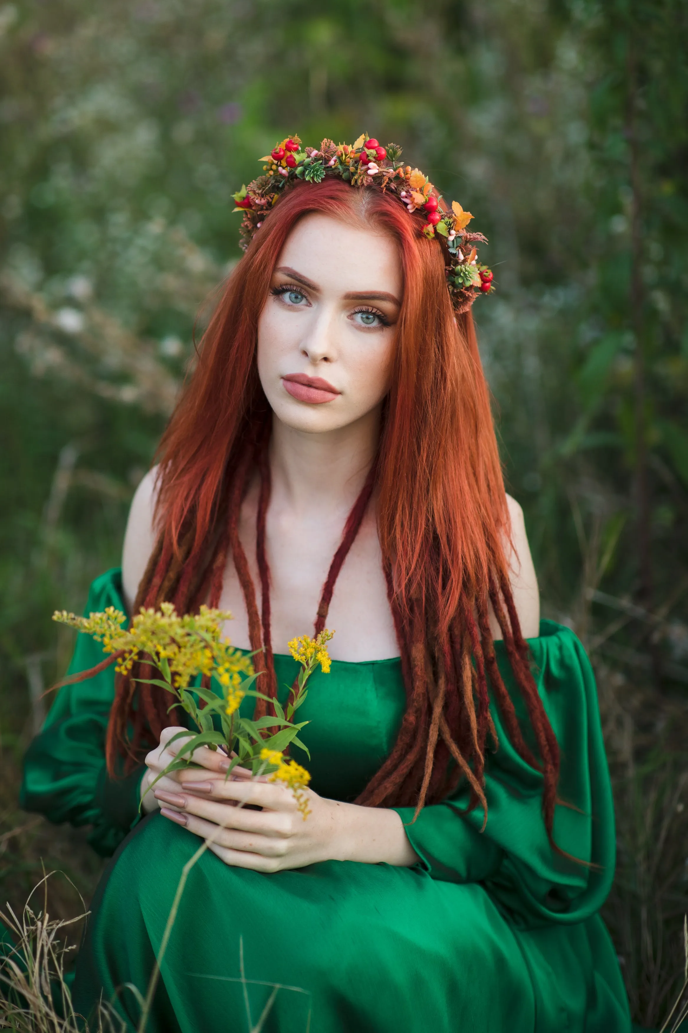 Autumn flower half wreath