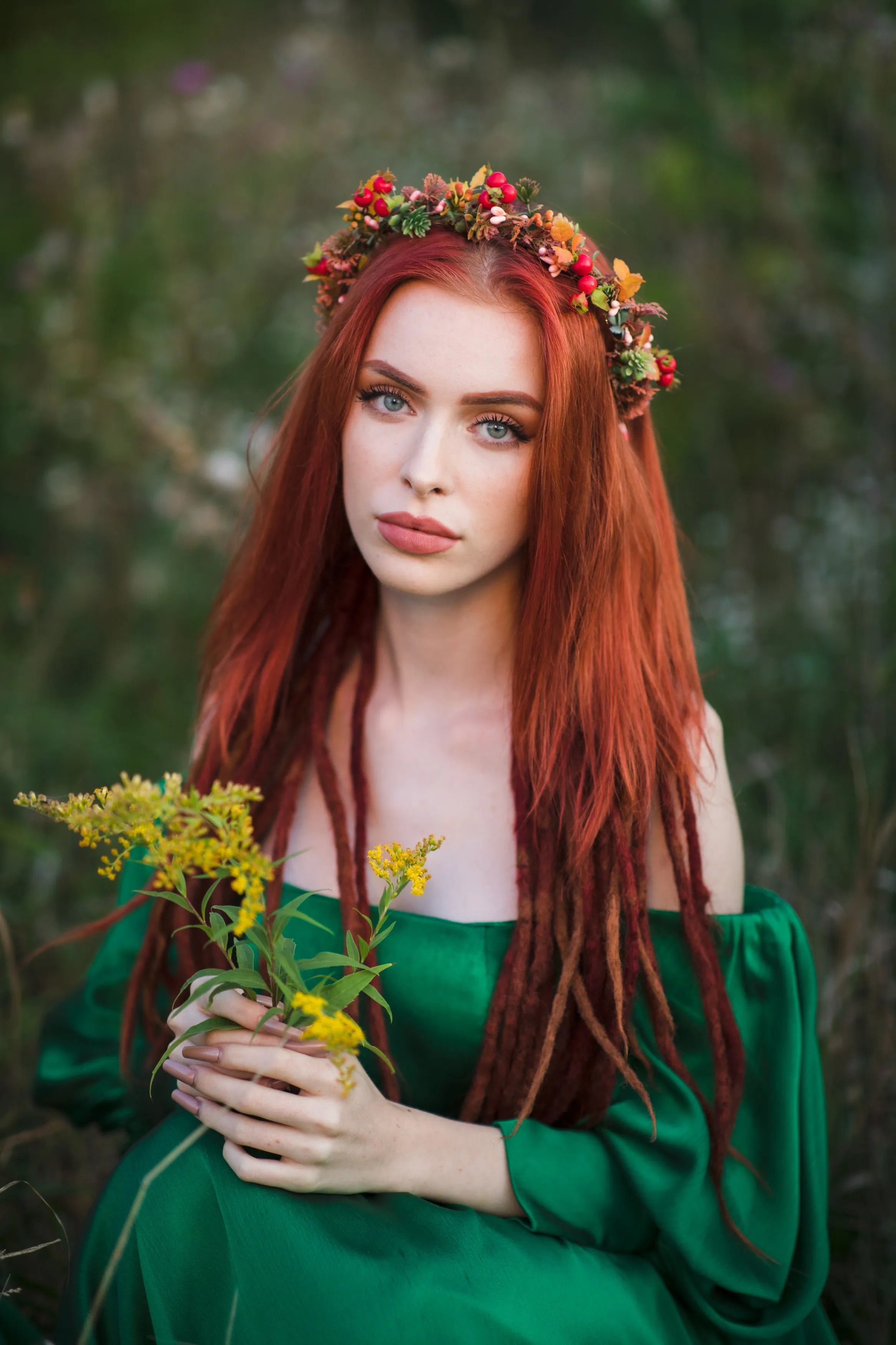 Autumn flower half wreath