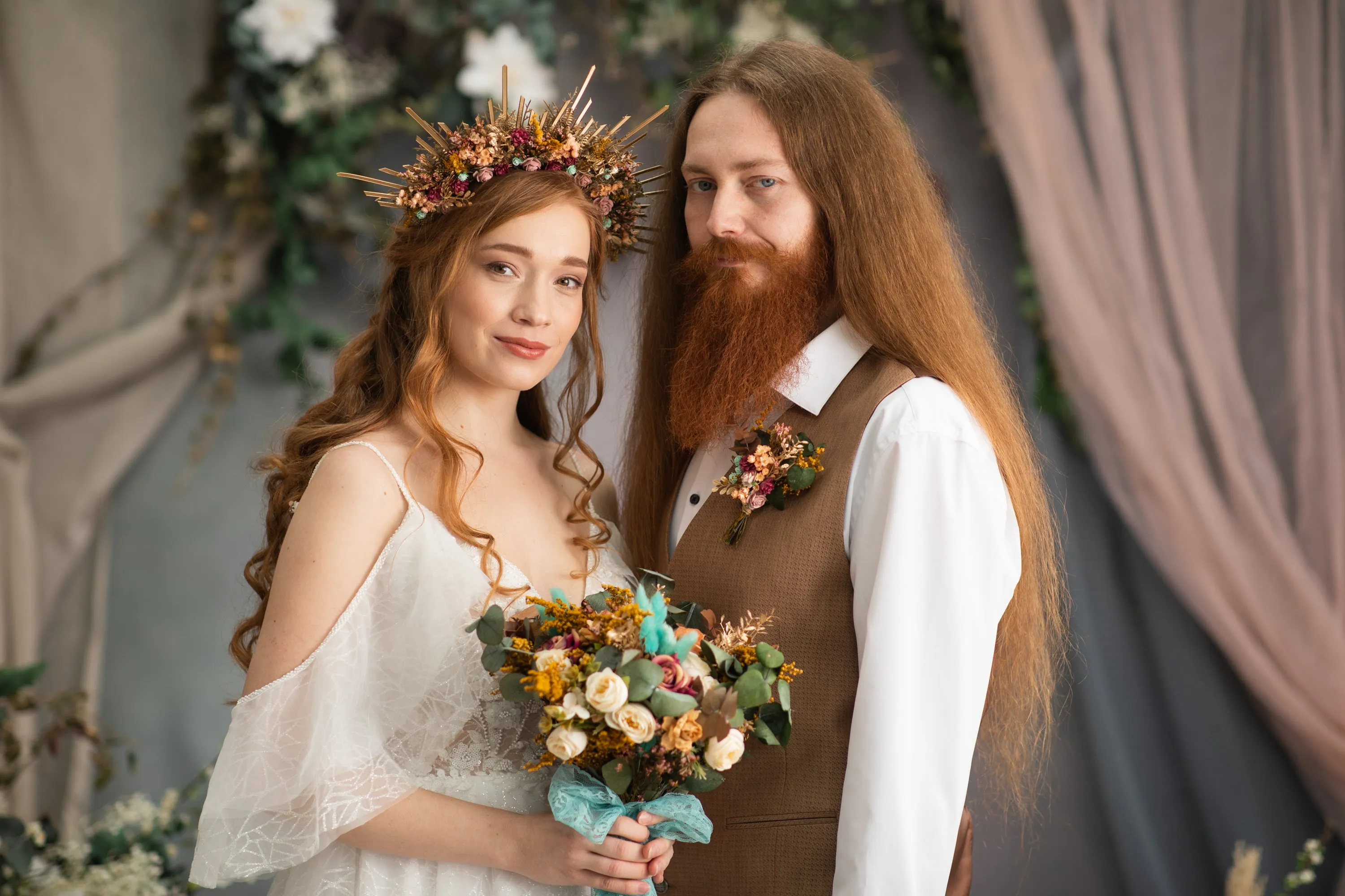 Autumn flower halo crown