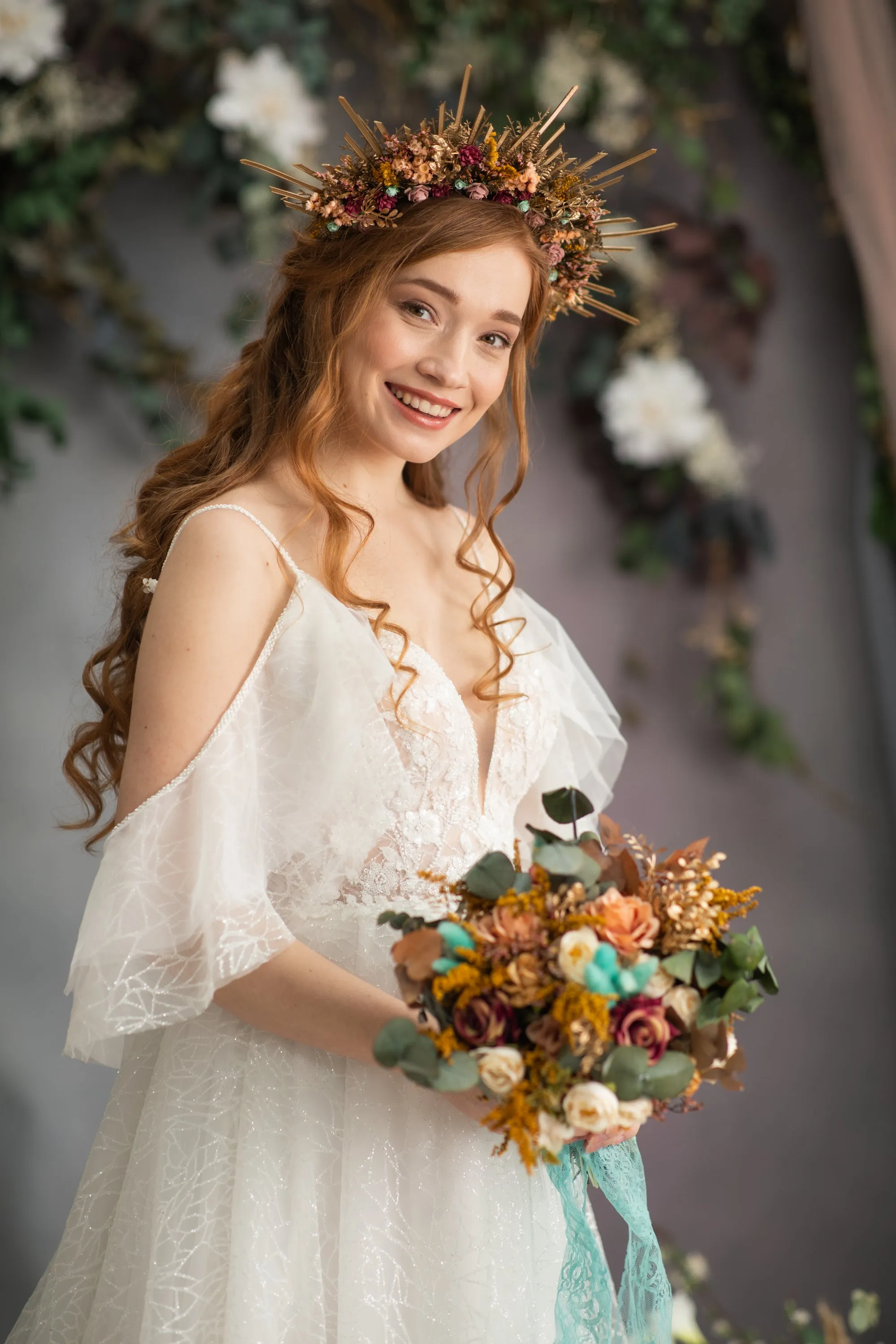 Autumn flower halo crown