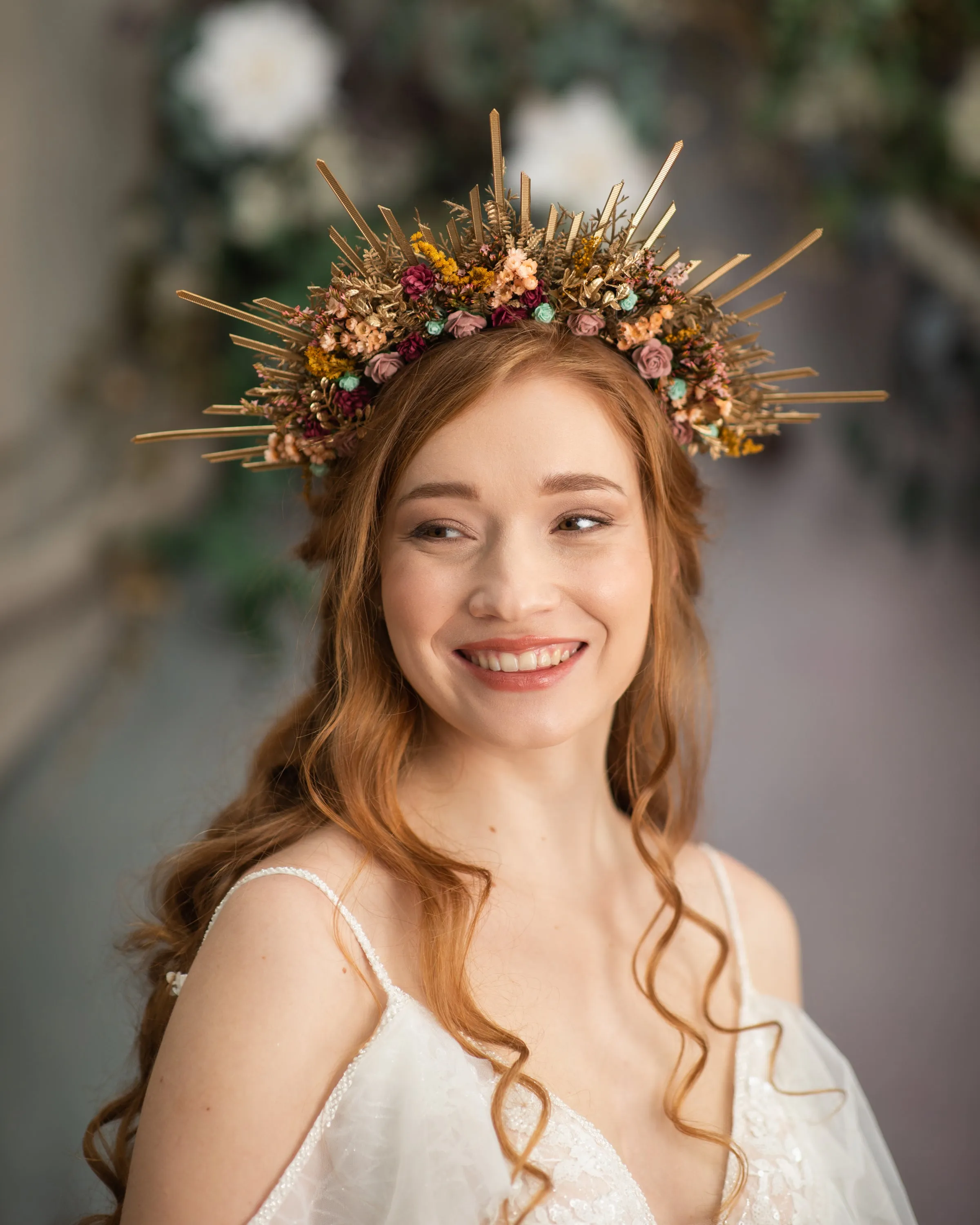 Autumn flower halo crown