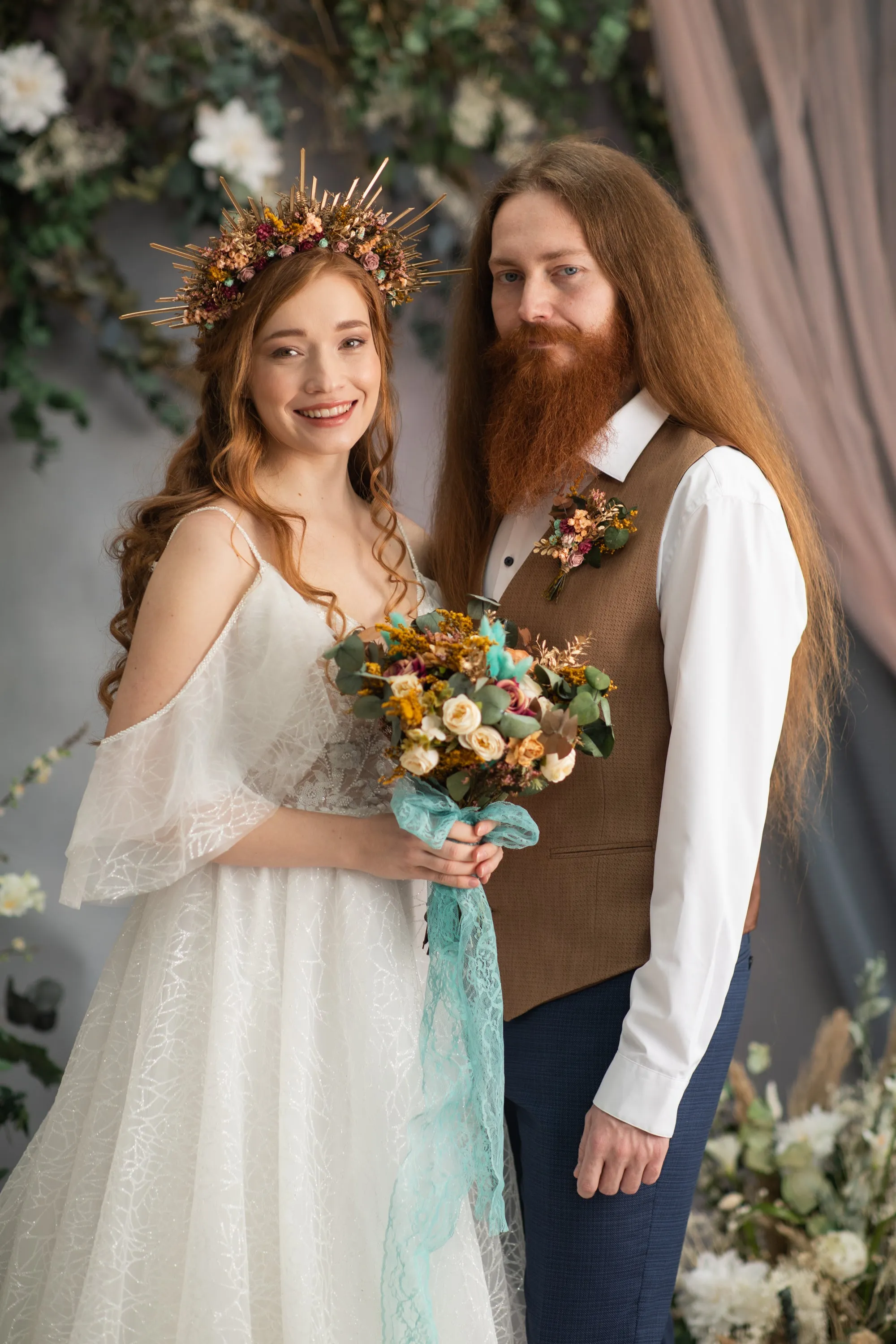 Autumn flower halo crown