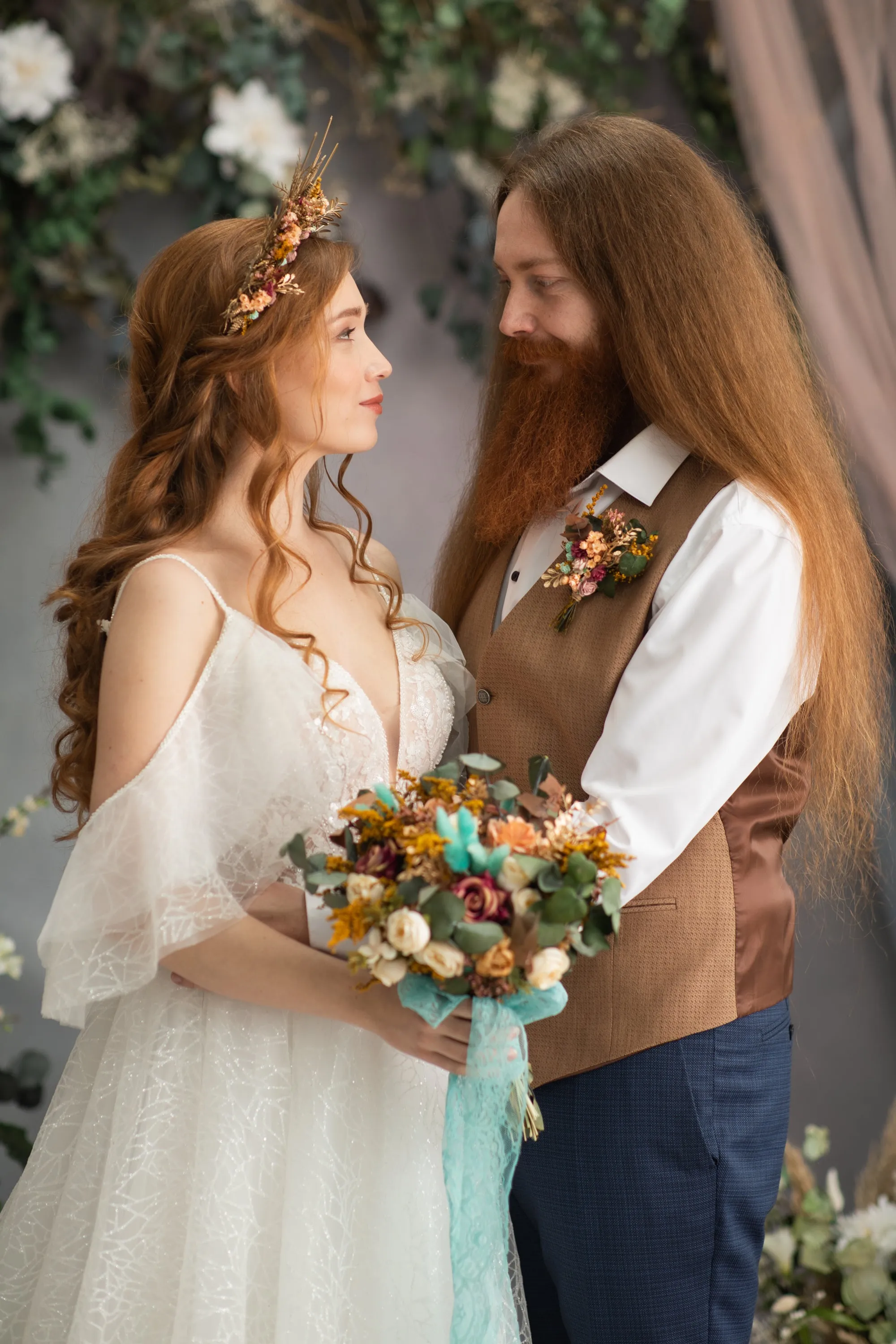 Autumn flower halo crown