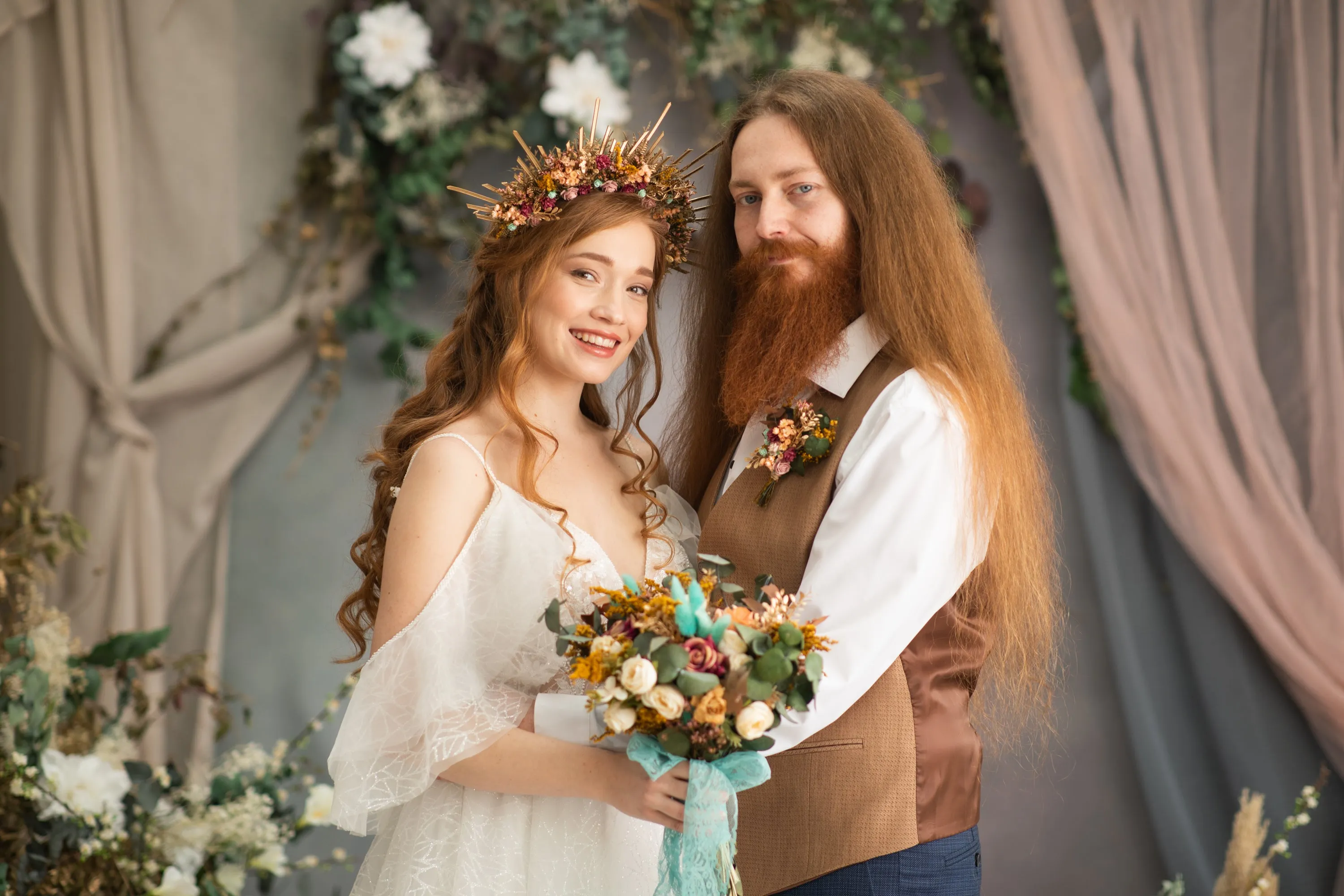 Autumn flower halo crown