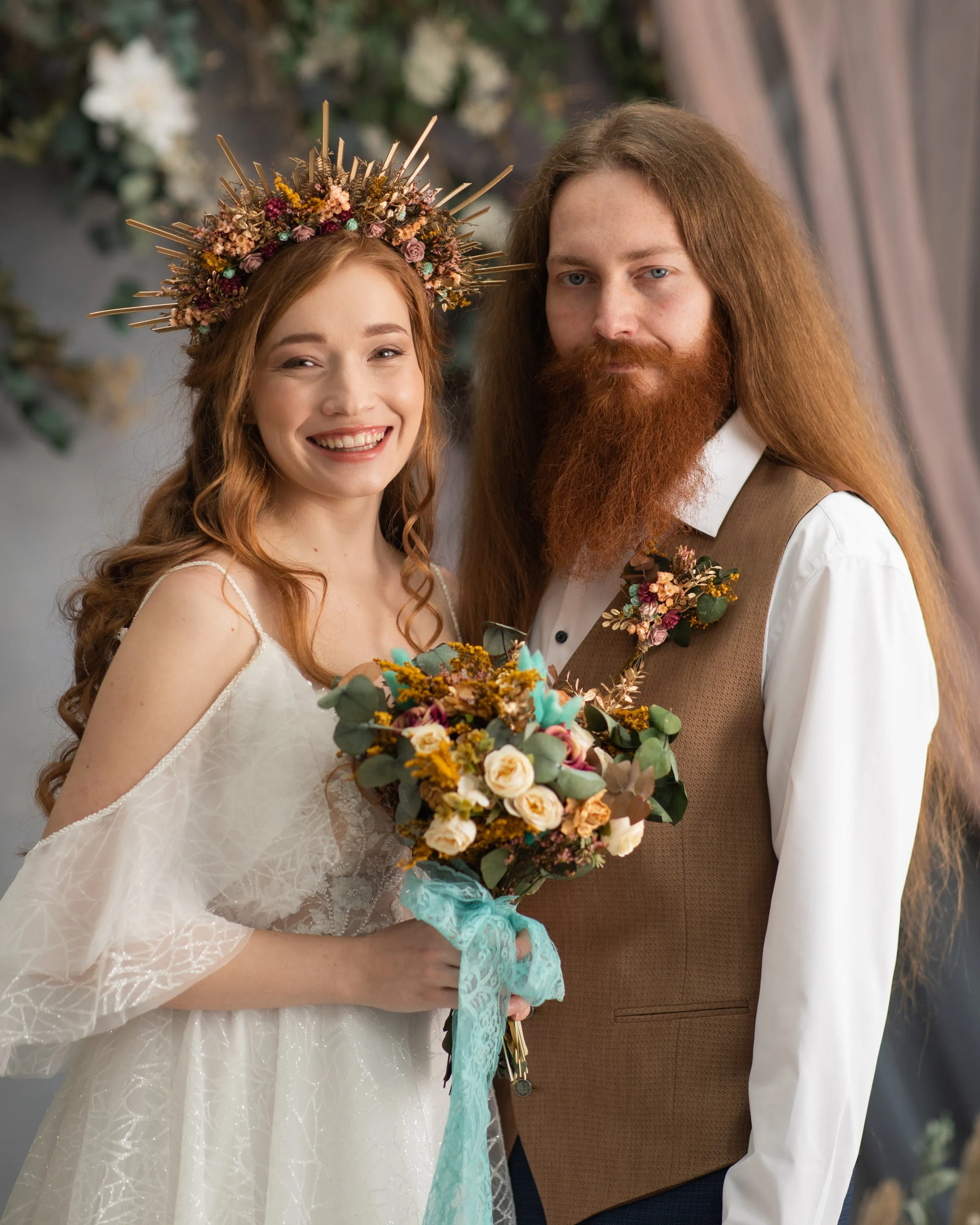 Autumn flower halo crown