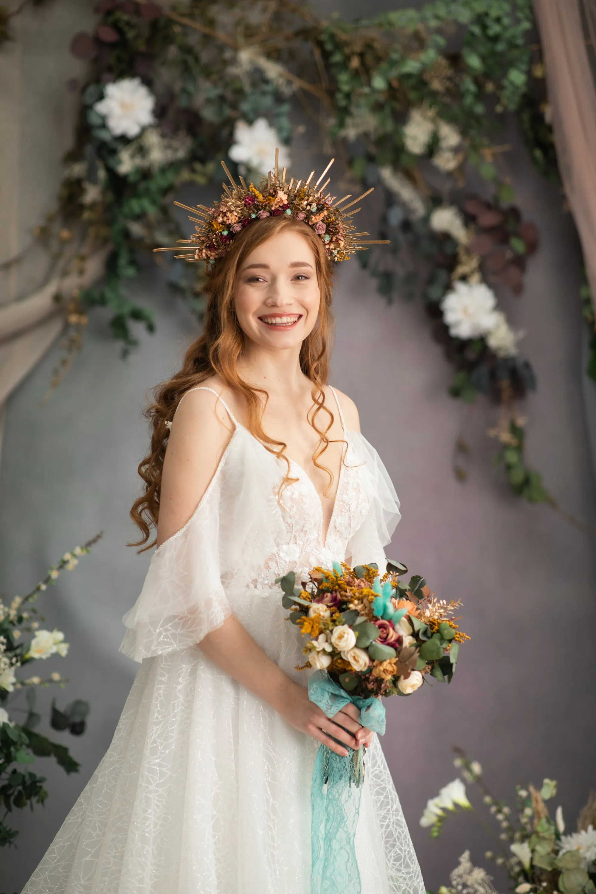 Autumn flower halo crown