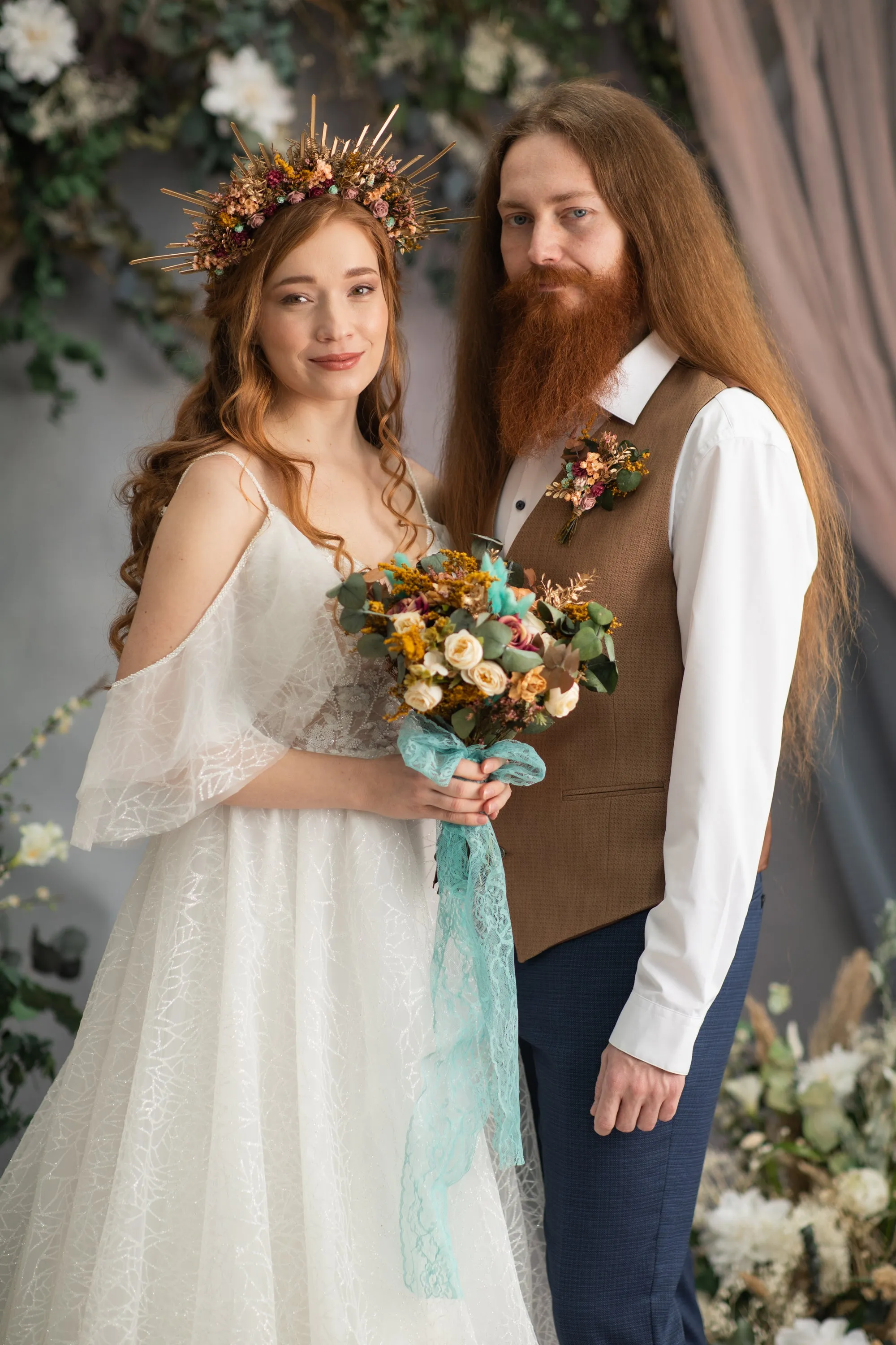 Autumn flower halo crown