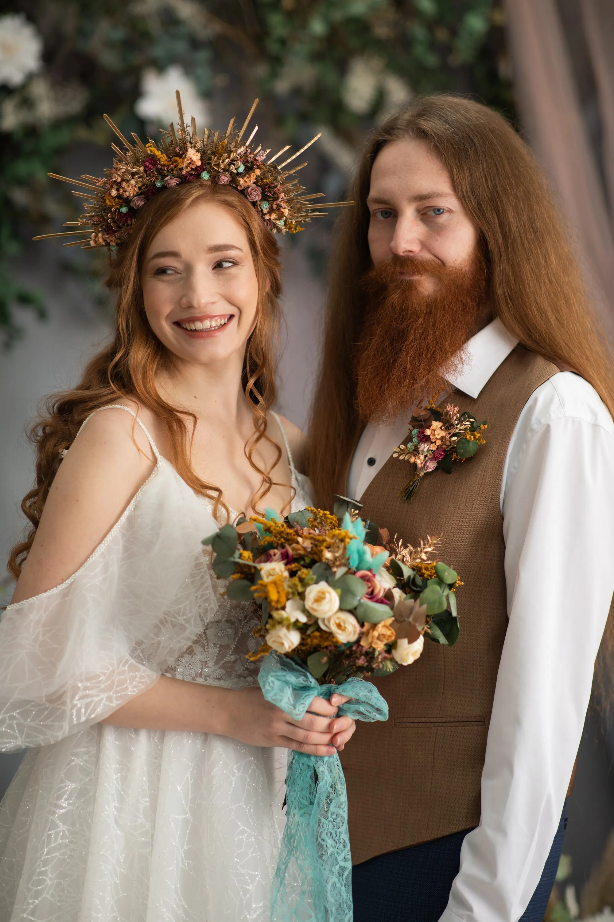 Autumn flower halo crown