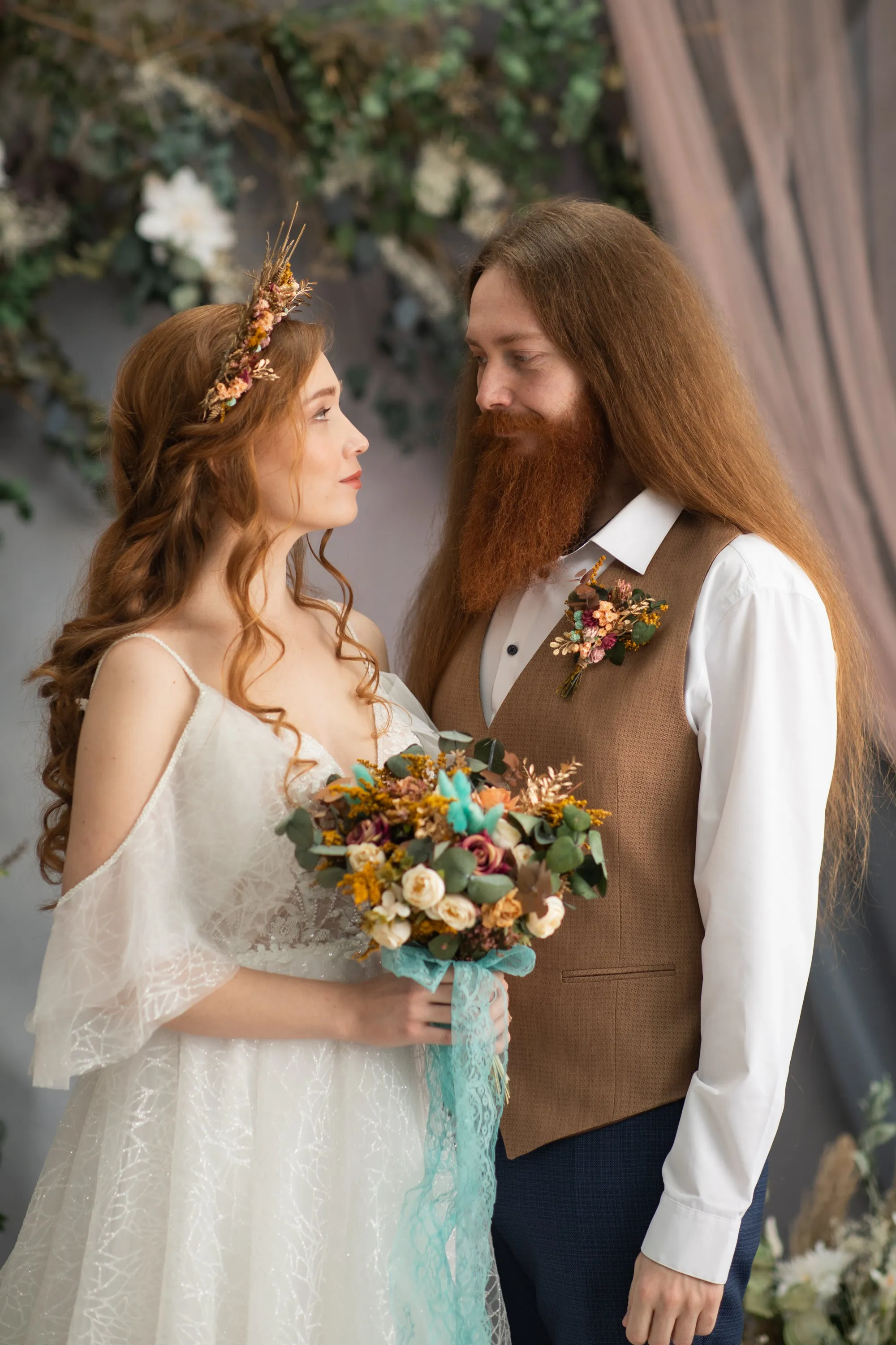 Autumn flower halo crown