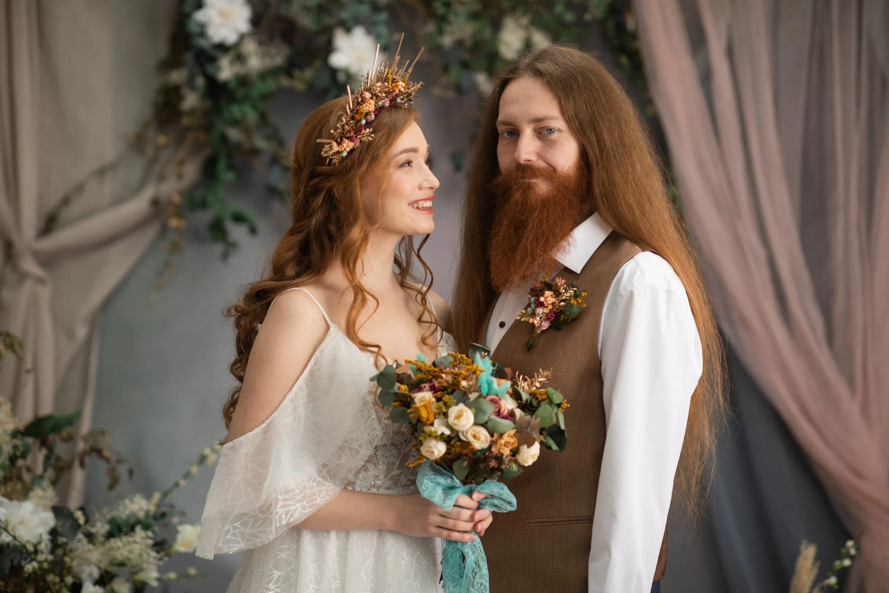 Autumn flower halo crown