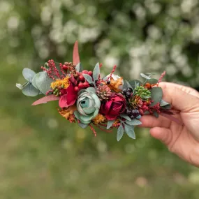 Autumn flower quarter wreath Fall Wedding headpiece Fall Wedding accessories Magaela Berries Green Accessories Woodland wedding Handmade