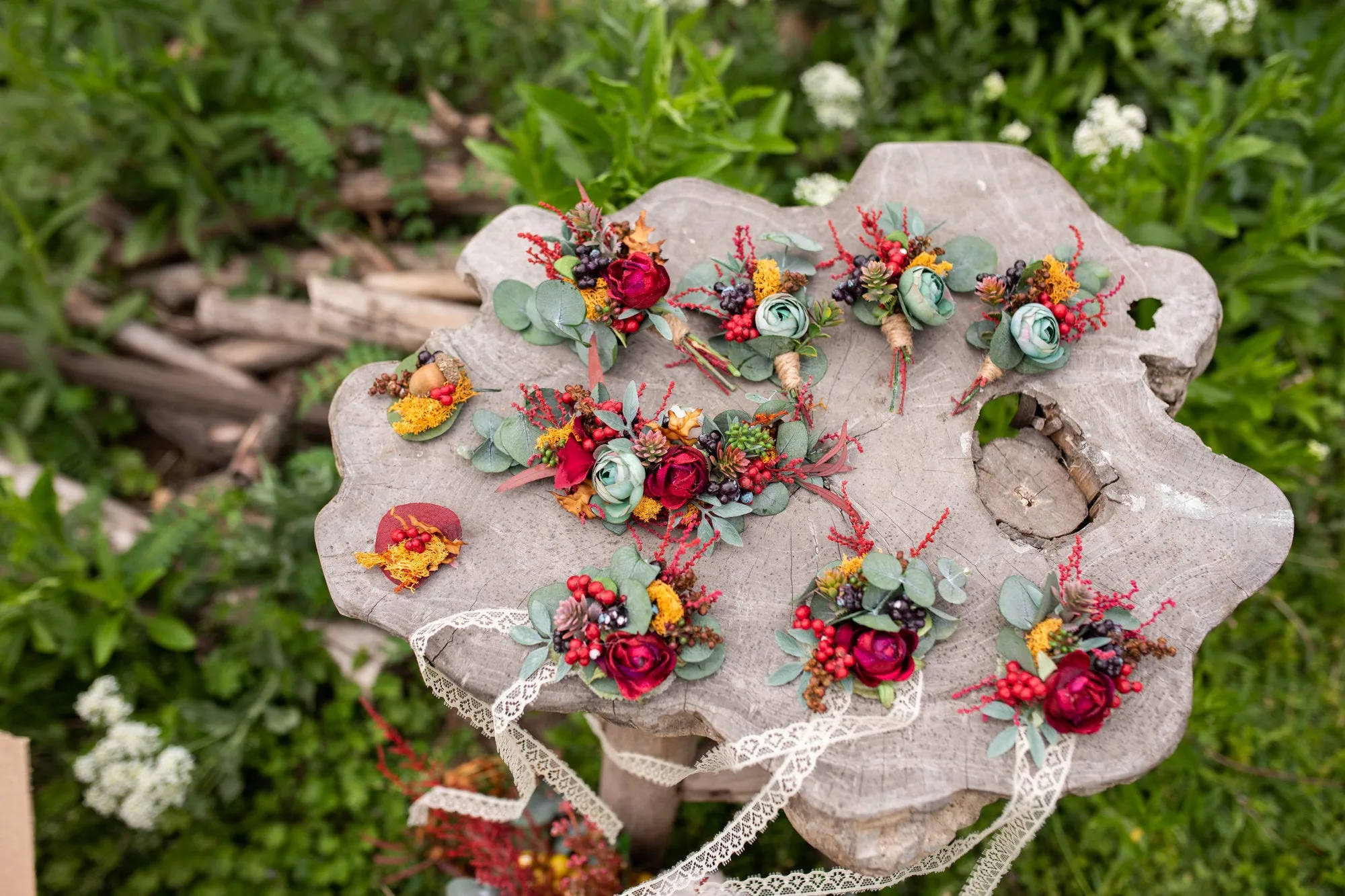 Autumn flower quarter wreath Fall Wedding headpiece Fall Wedding accessories Magaela Berries Green Accessories Woodland wedding Handmade