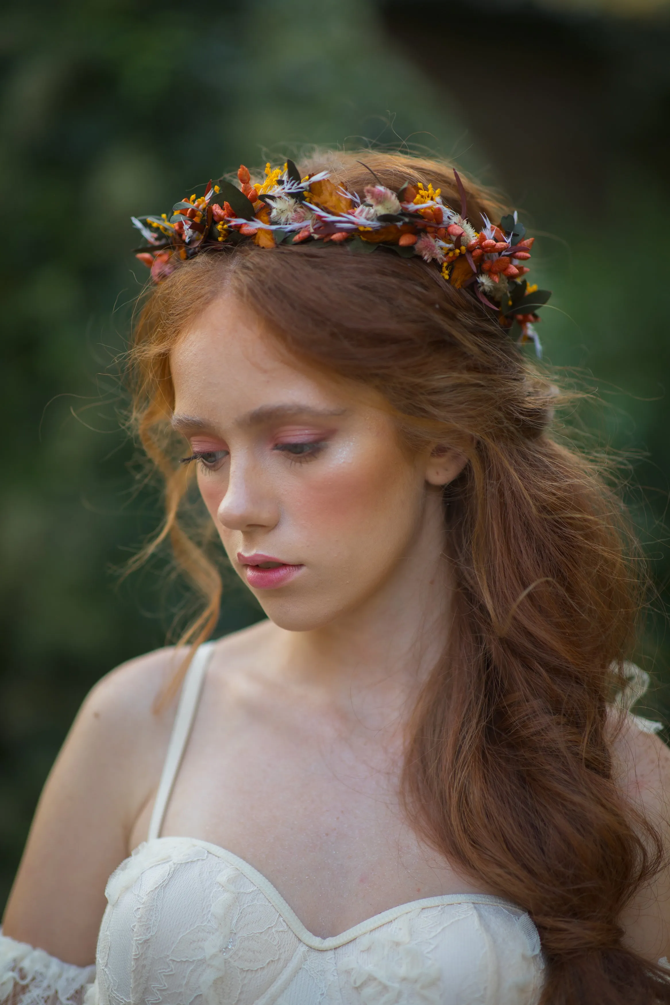 Autumn flower wreath Colourful bridal crown Wedding jewellery Fall wedding Elopement hair crown Wedding accessories Preserved flower crown