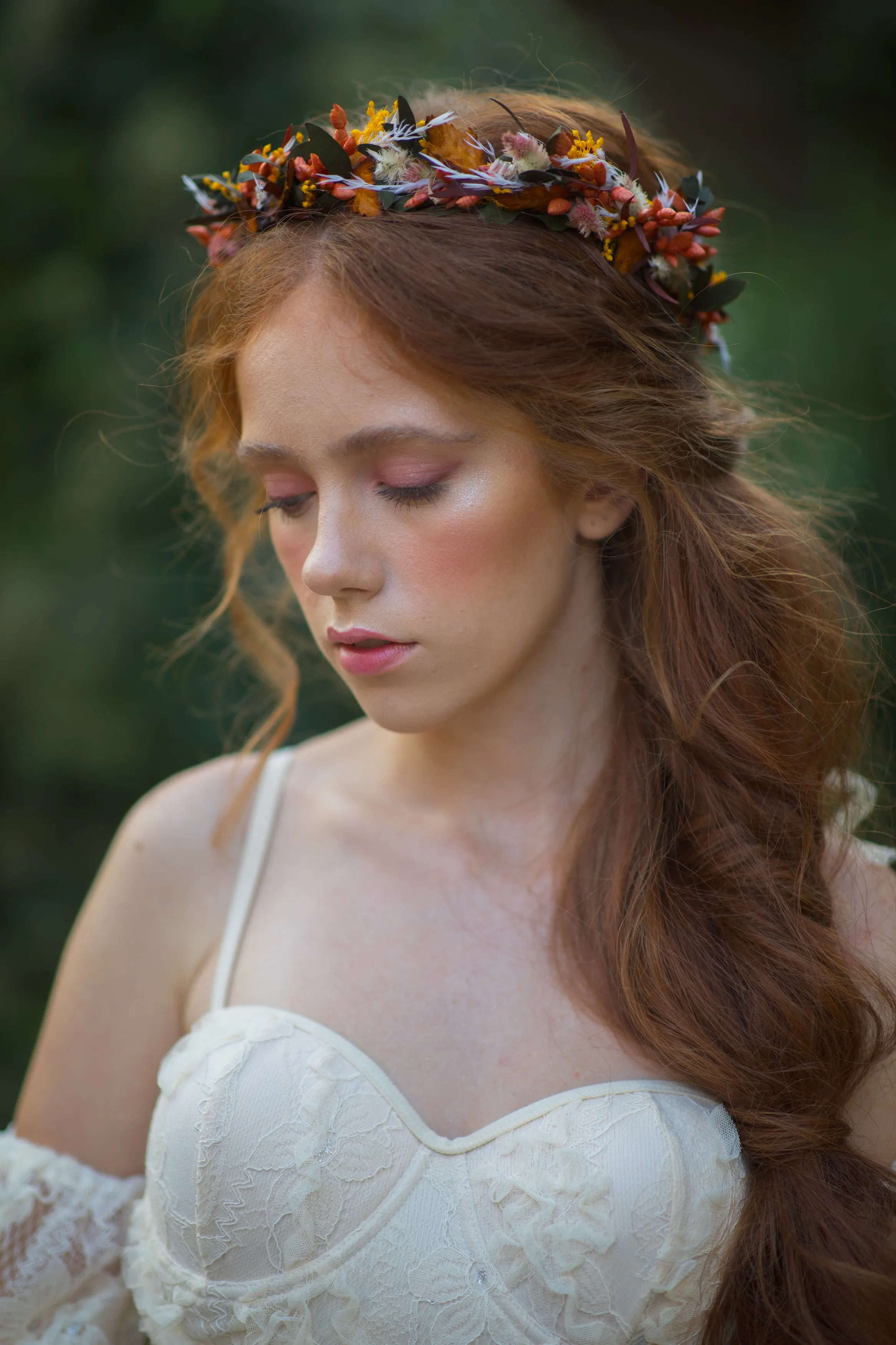 Autumn flower wreath Colourful bridal crown Wedding jewellery Fall wedding Elopement hair crown Wedding accessories Preserved flower crown