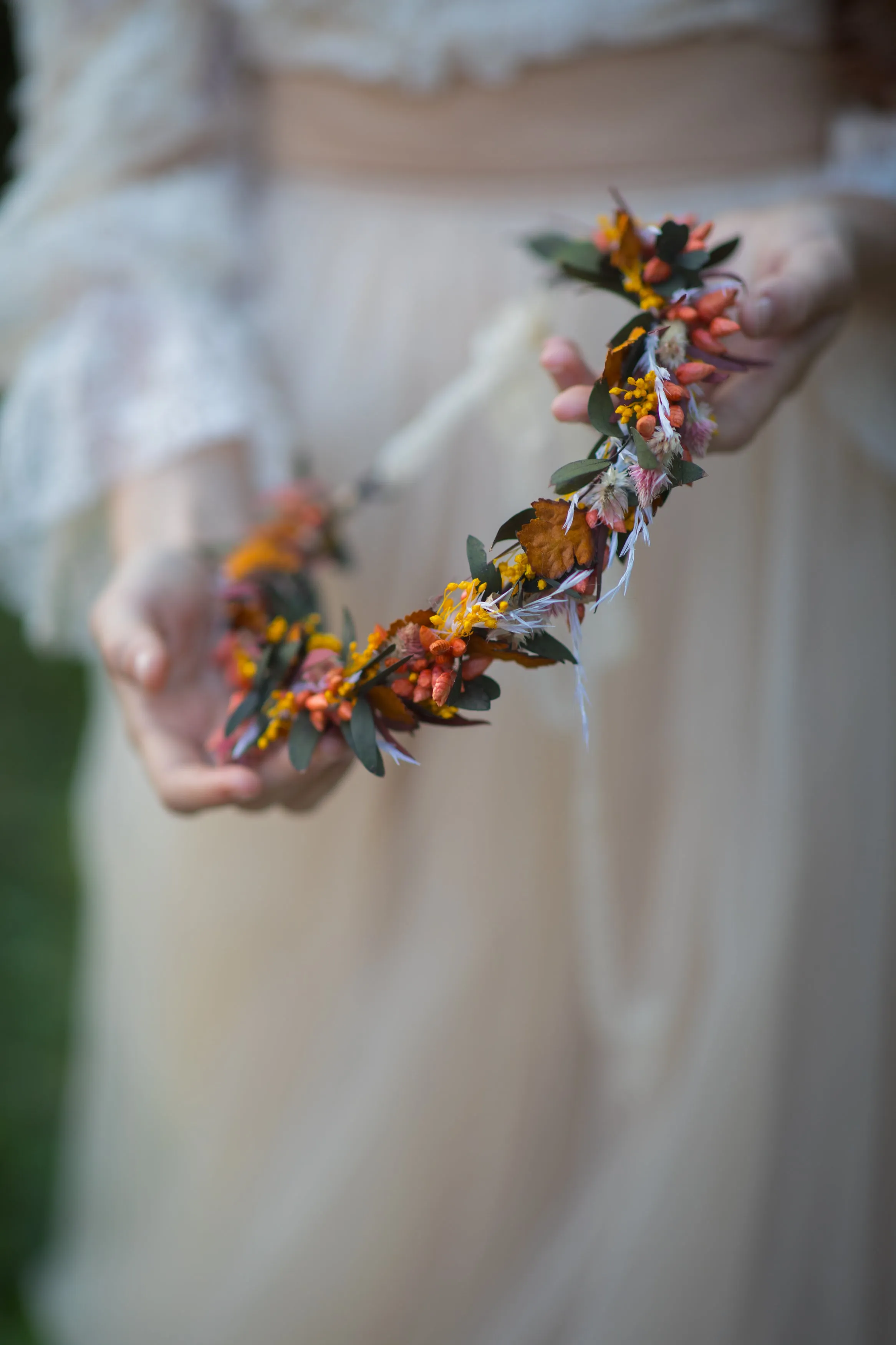 Autumn flower wreath Colourful bridal crown Wedding jewellery Fall wedding Elopement hair crown Wedding accessories Preserved flower crown