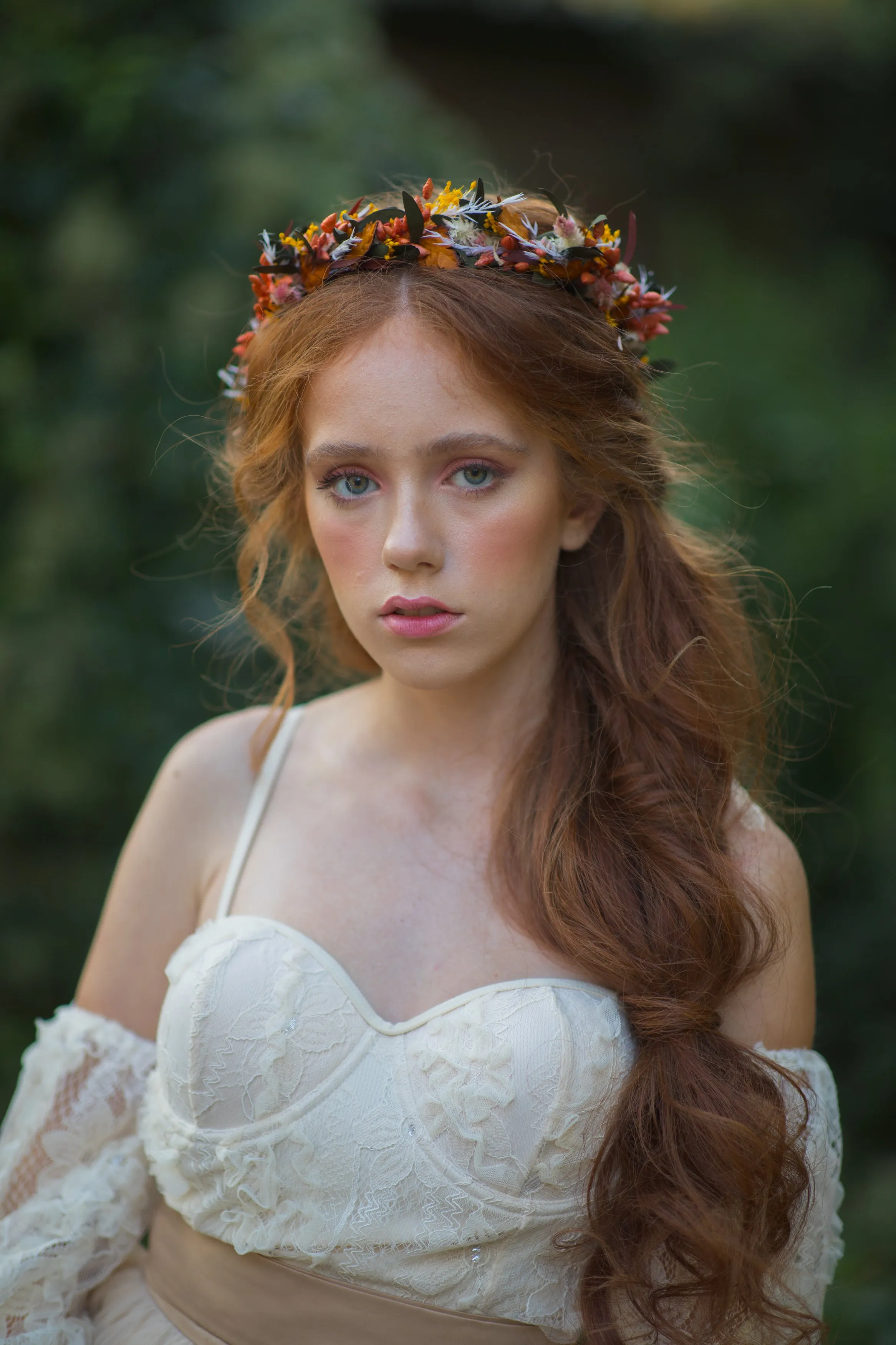 Autumn flower wreath Colourful bridal crown Wedding jewellery Fall wedding Elopement hair crown Wedding accessories Preserved flower crown