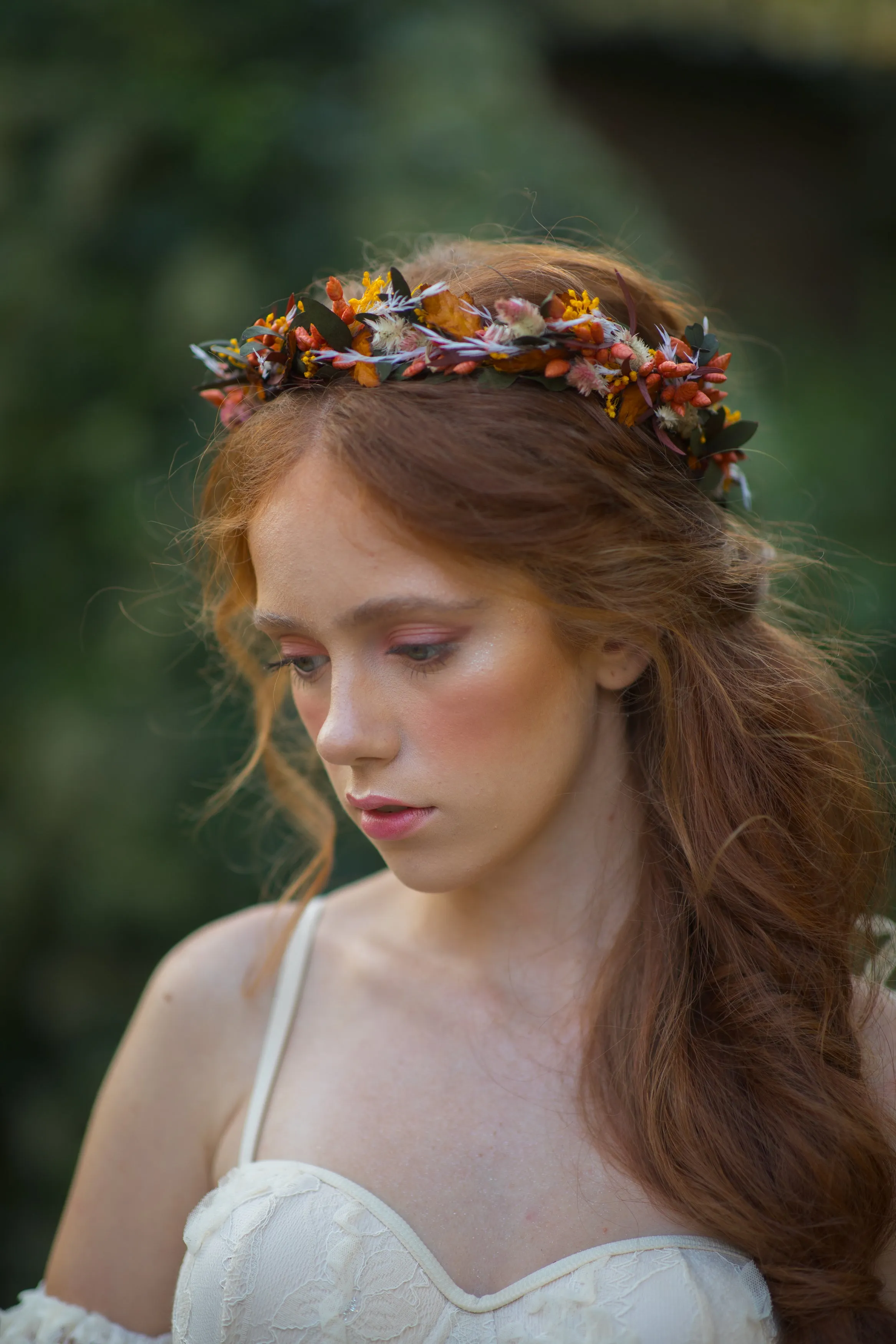 Autumn flower wreath Colourful bridal crown Wedding jewellery Fall wedding Elopement hair crown Wedding accessories Preserved flower crown