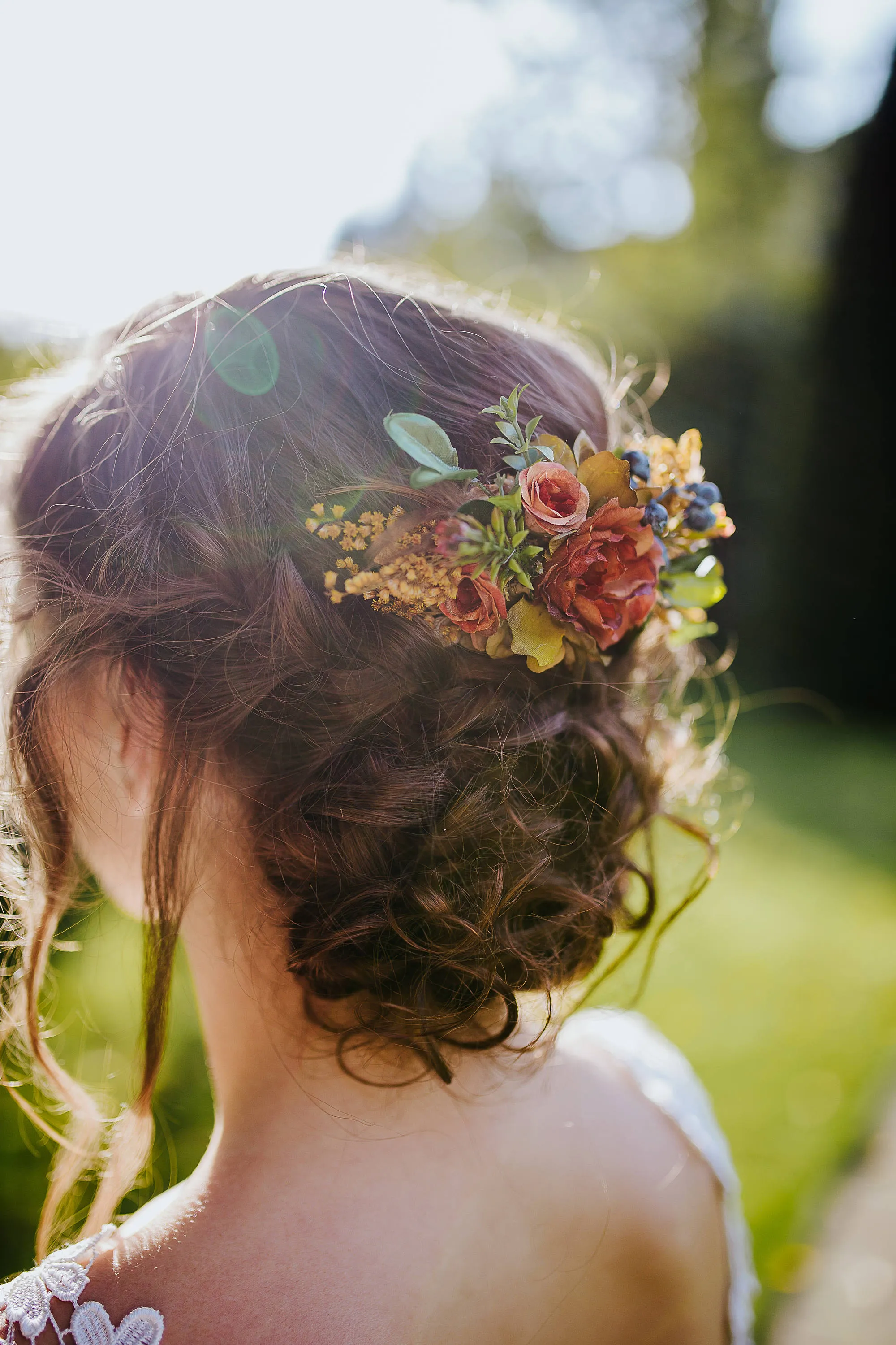 Autumn hair comb with blueberries Customisable Flower hair comb inspired by autumn Wedding comb Fall Bridal hair fashion accessories