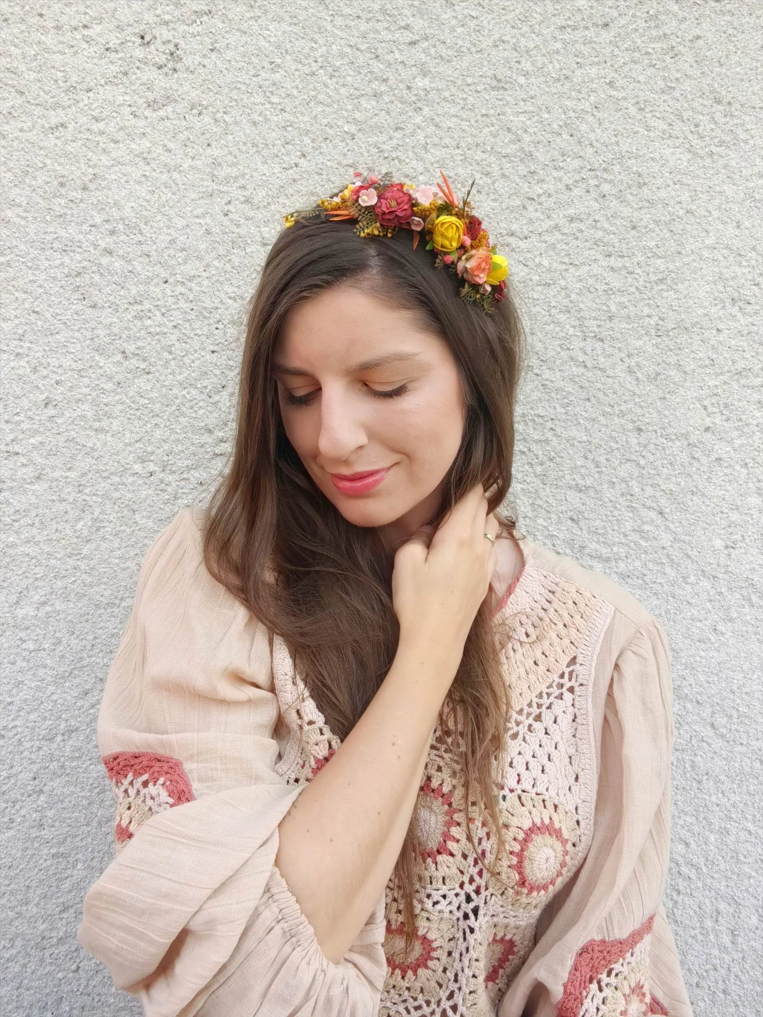 Autumn red and yellow headband